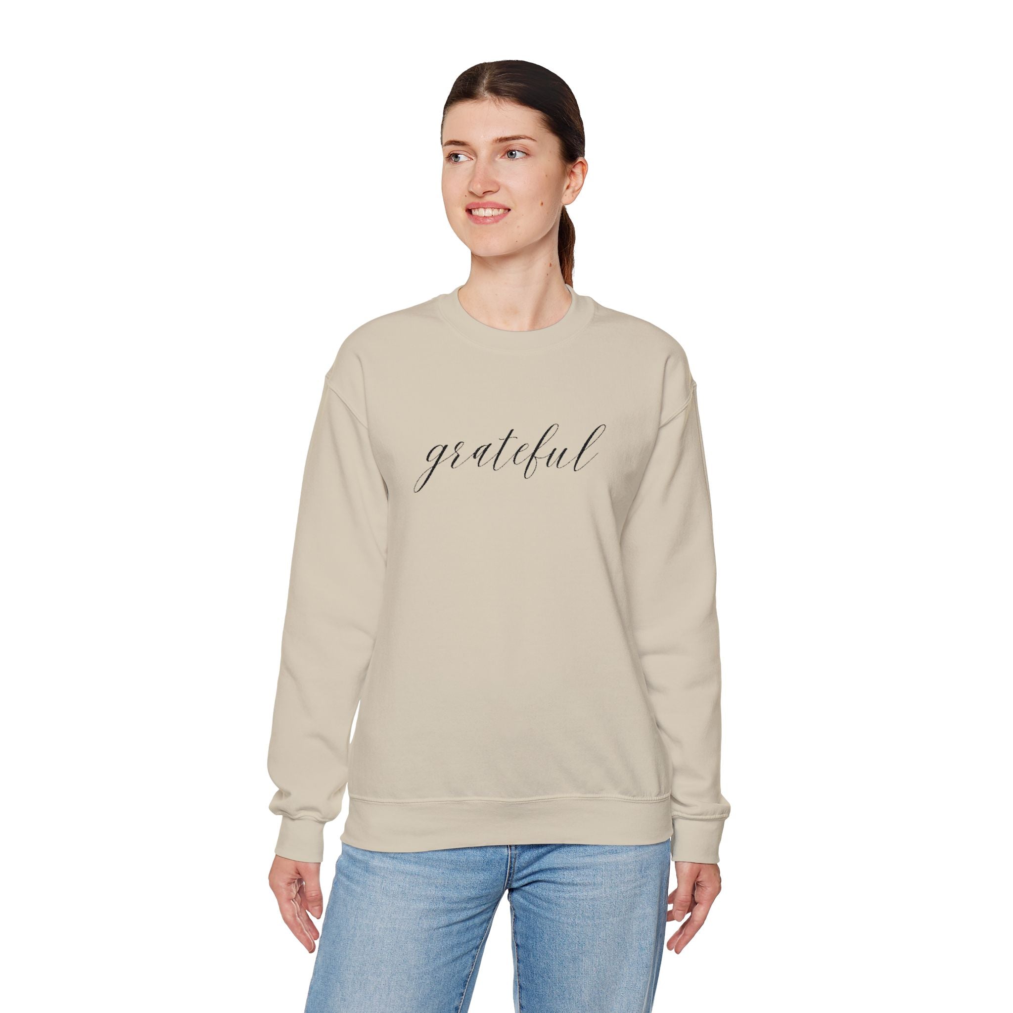 Embroidered Grateful Script Crewneck Sweatshirt