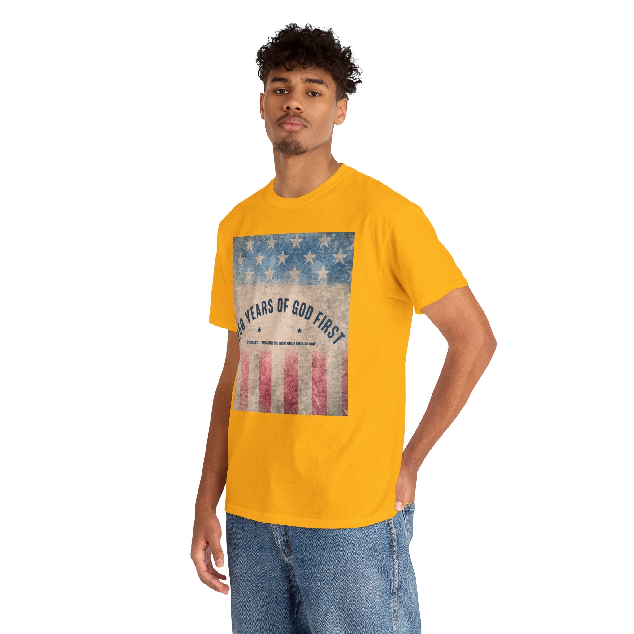 God First 250 Years Vintage American Flag  and Patriotic T-Shirt