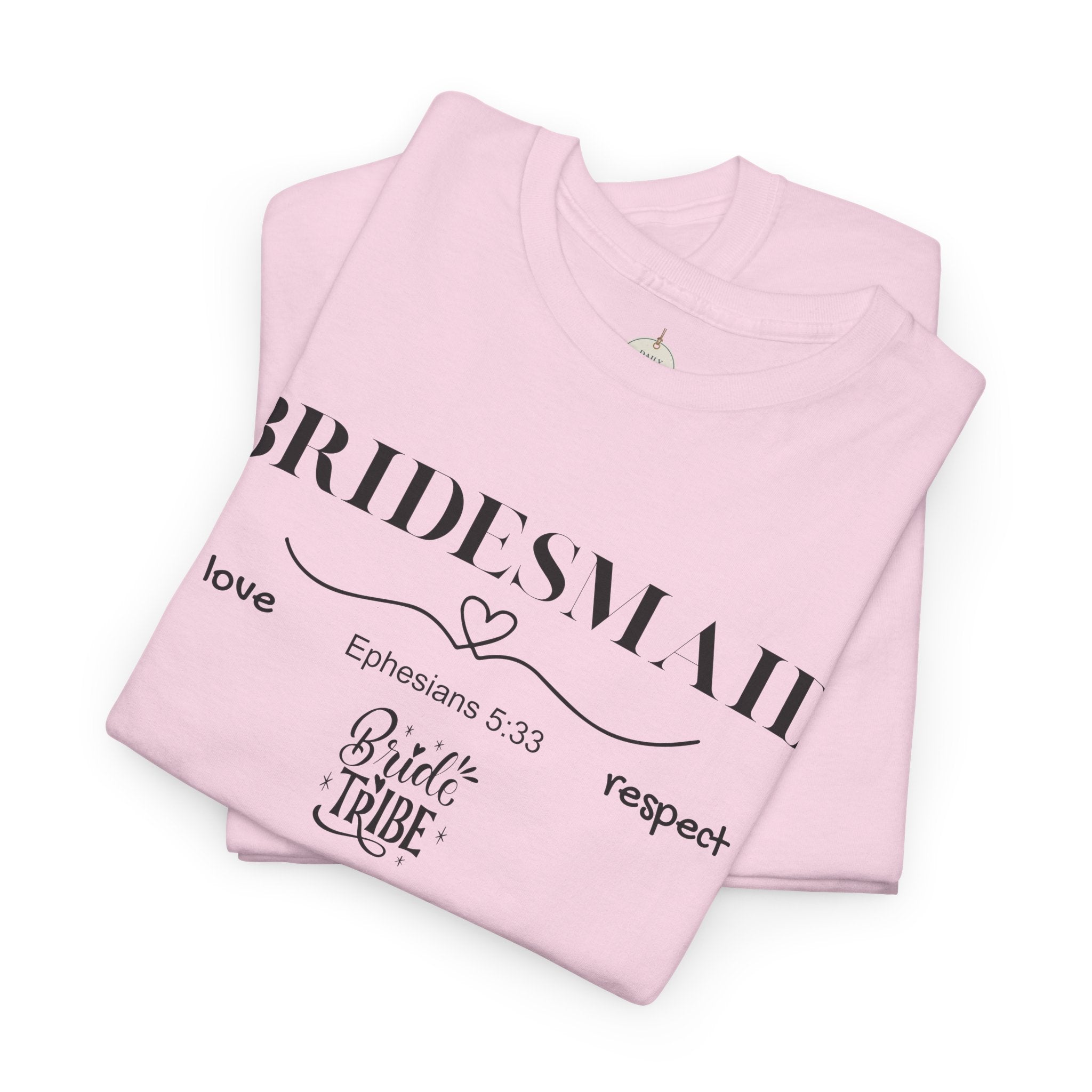 Bridesmaid T-Shirt — Elegant Script Bridal Party Tee (‘Bridesmaid’ with Heart) - Christian