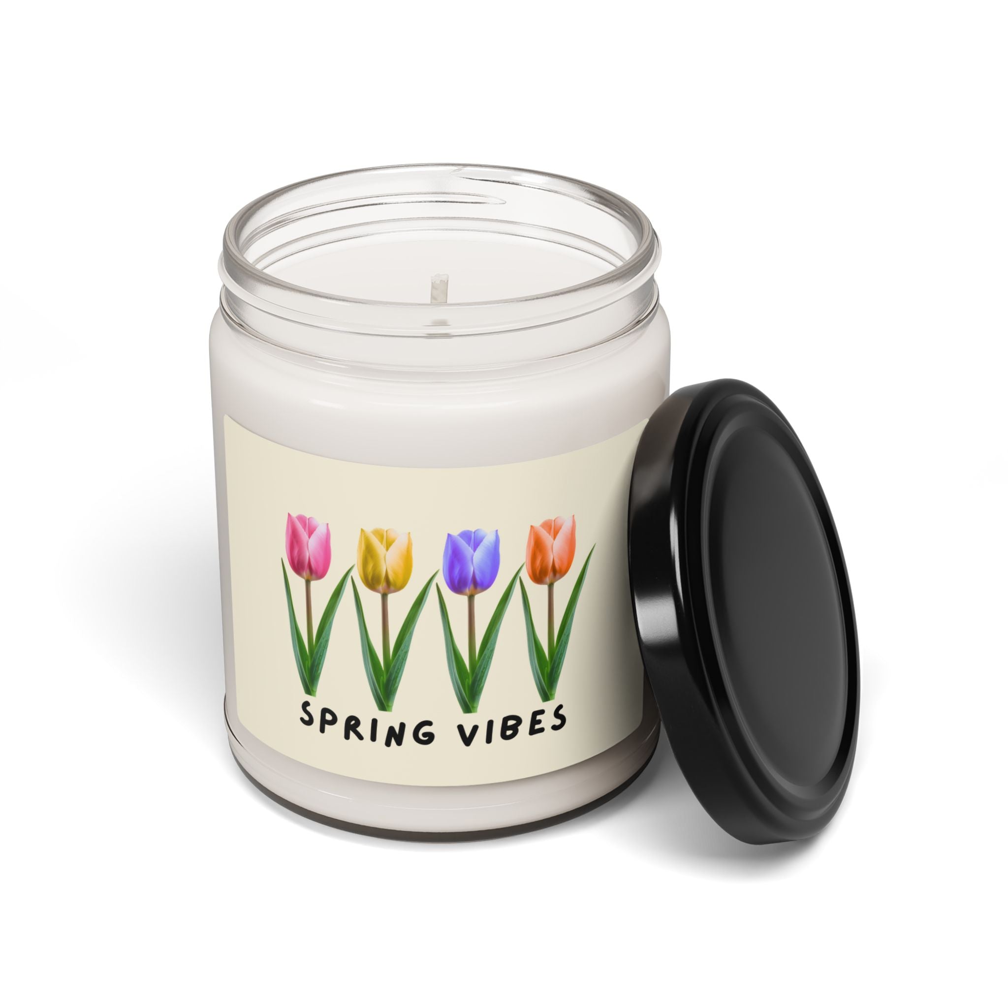 Spring Vibes Soy Candle – 9oz Scented Jar (Tulip Floral Fragrance)