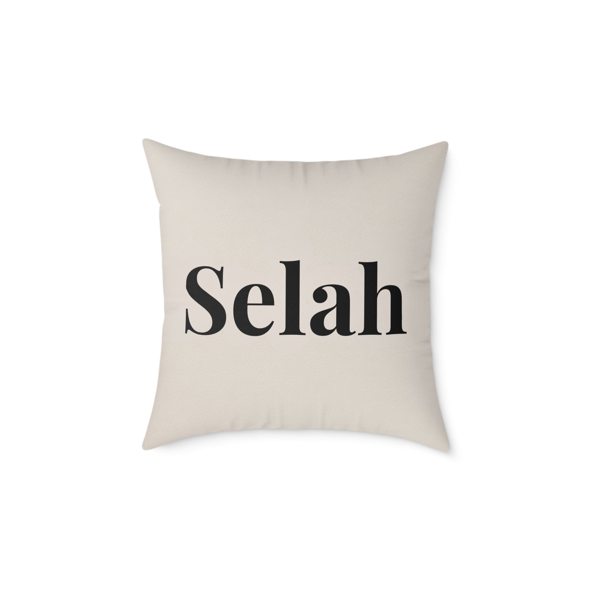 Selah Decorative Pillow - Minimalist Faith Inspired Square Canvas Accent Cushion