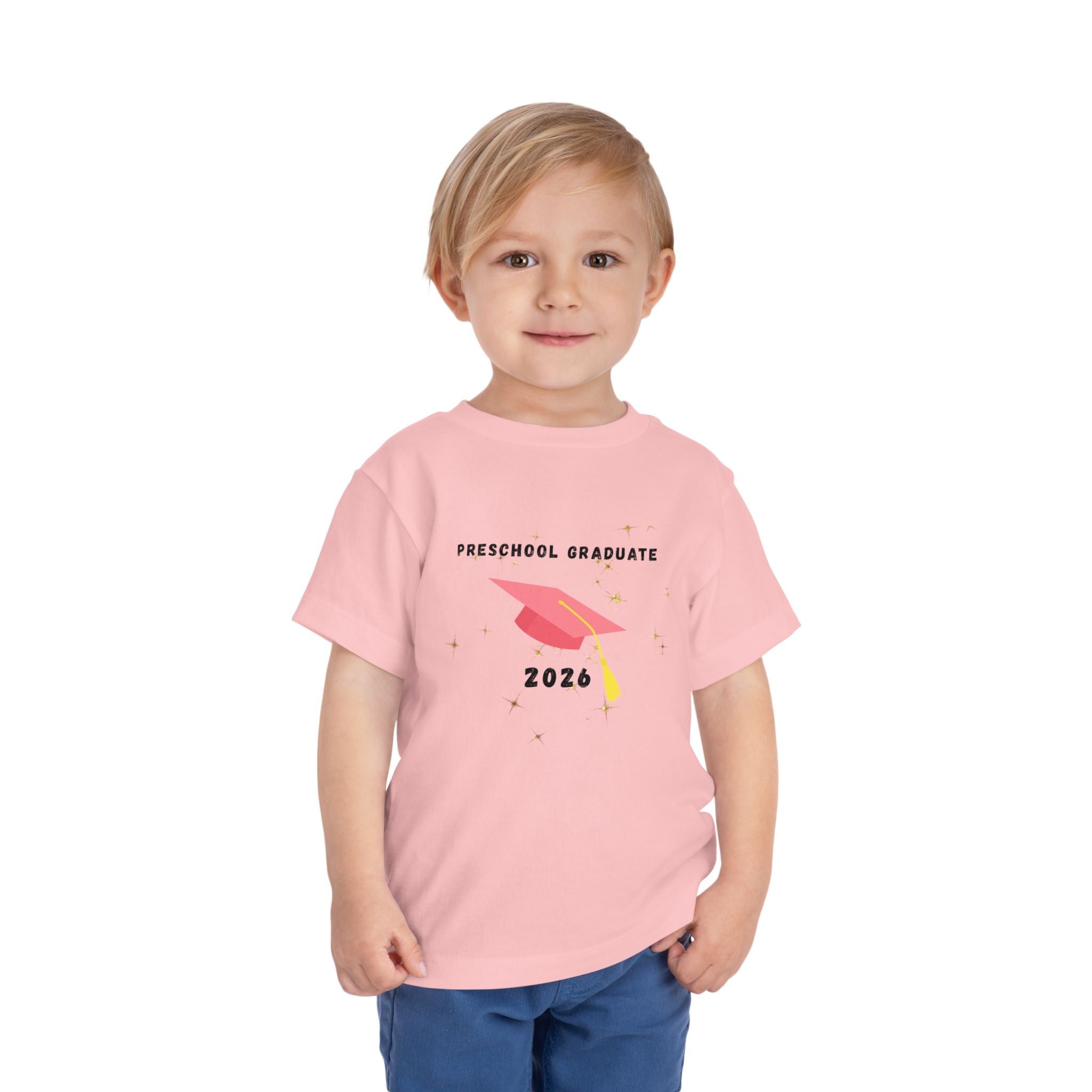 Preschool Graduate 2026 Toddler Tee — Pink Graduation Cap Shirt