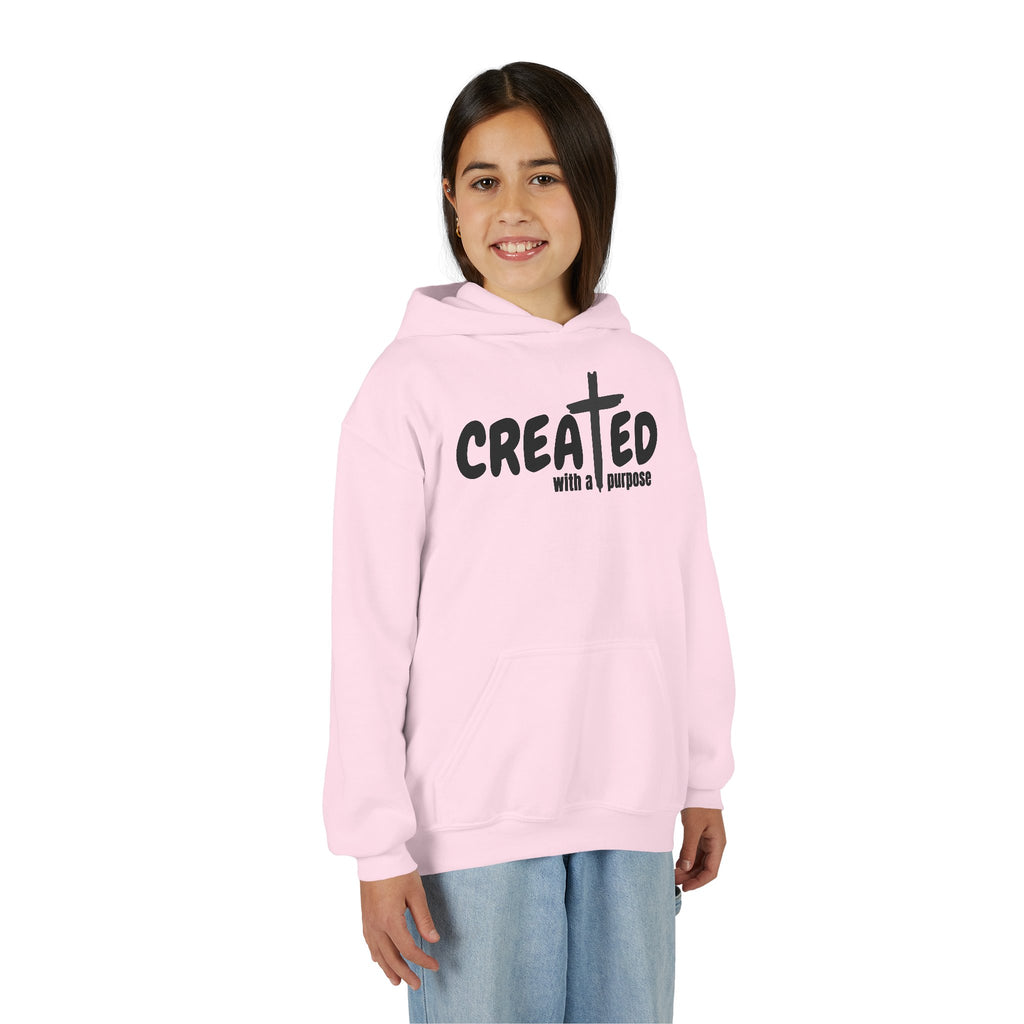 ‘Created With A Purpose’ Youth Hoodie — Christian Faith Kid’s Pullover