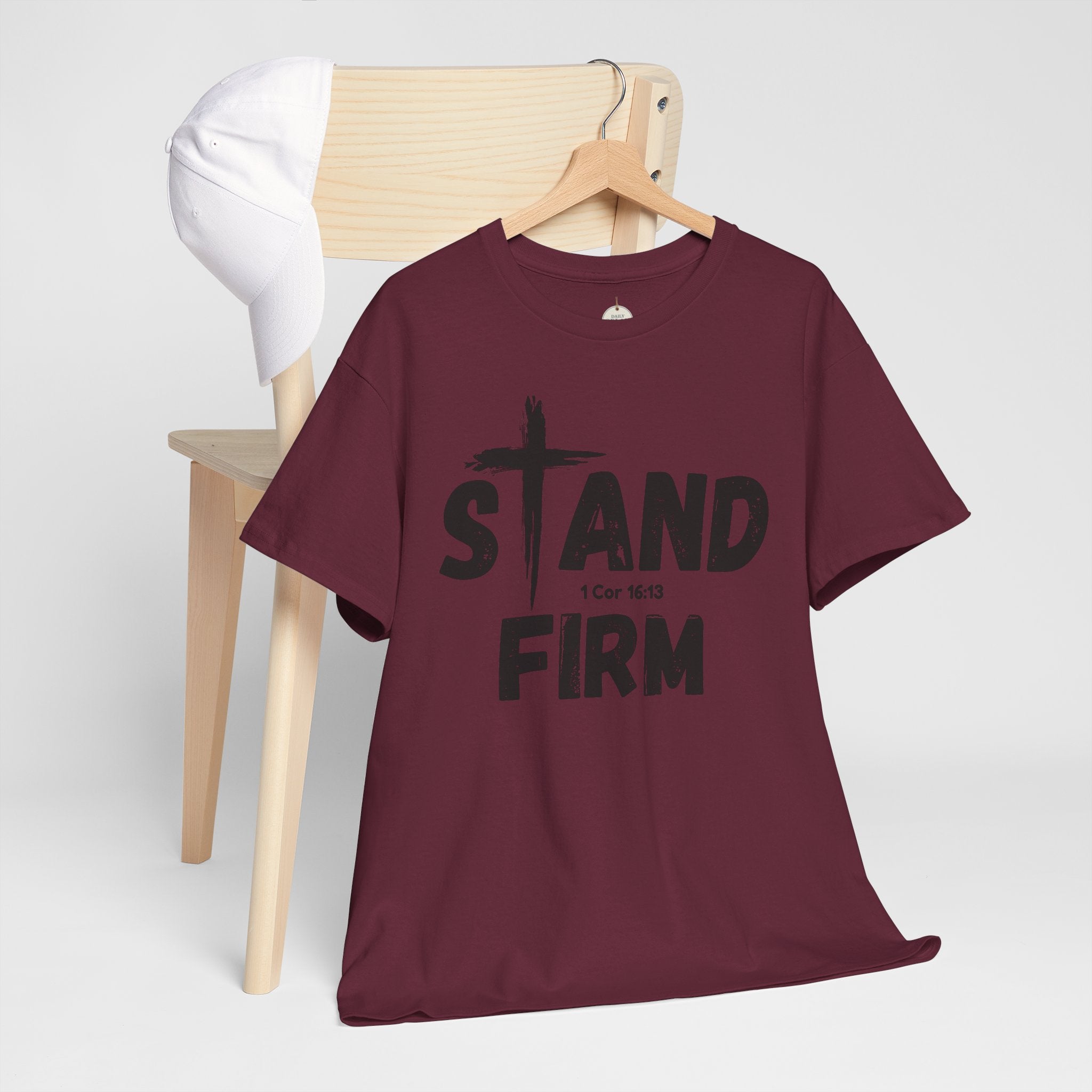 Stand Firm T-Shirt — Christian Faith Tee with Cross & 1 Cor 16:13 Inspirational Design