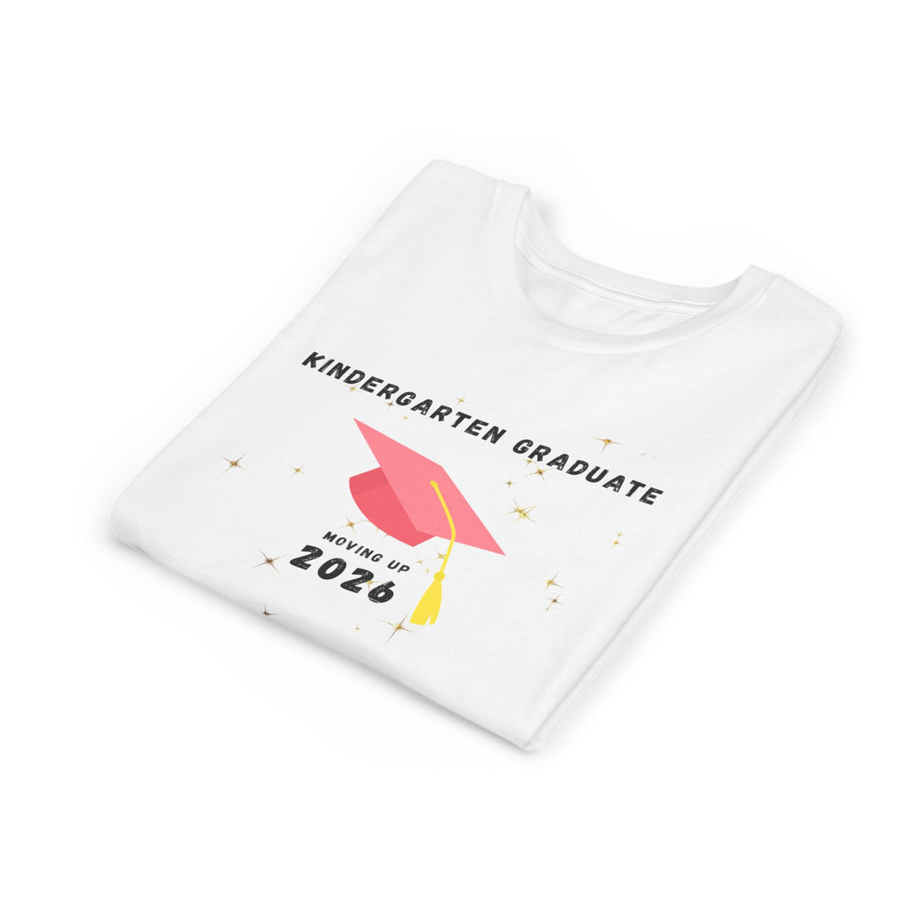 Kindergarten Graduate 2026 Youth Tee — Moving Up Graduation Cap Shirt
