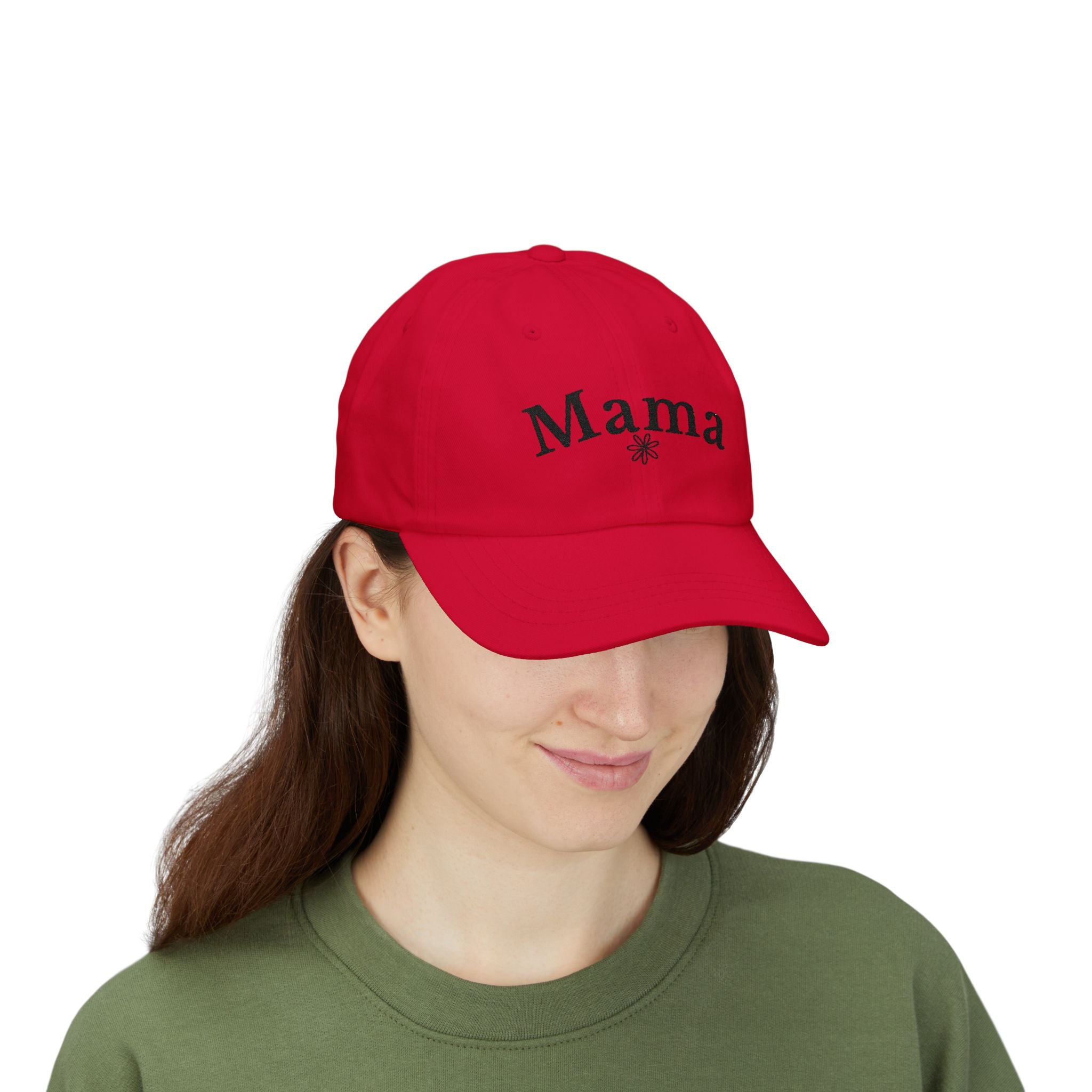 Mama Dad Cap — Embroidered Floral Script Hat for Moms
