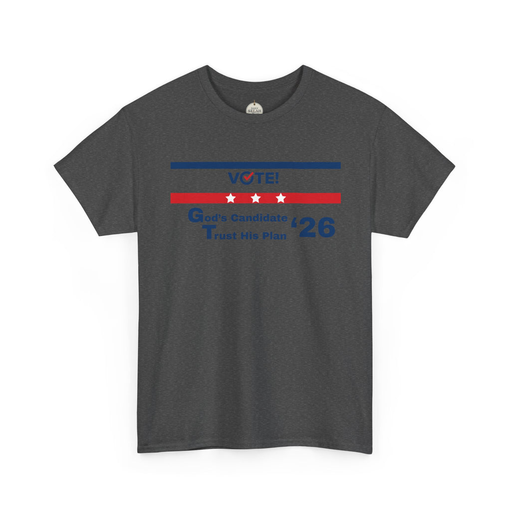 Political Vote '26 T‑Shirt — "God's Candidate Trust His Plan" Patriotic Tee