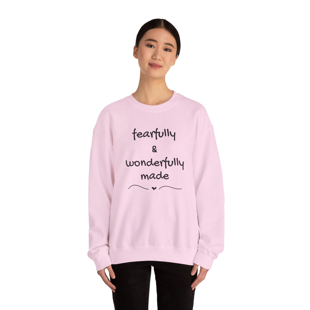 Faith-Based Crewneck Sweatshirt — "Fearfully & Wonderfully Made" Inspirational Pullover