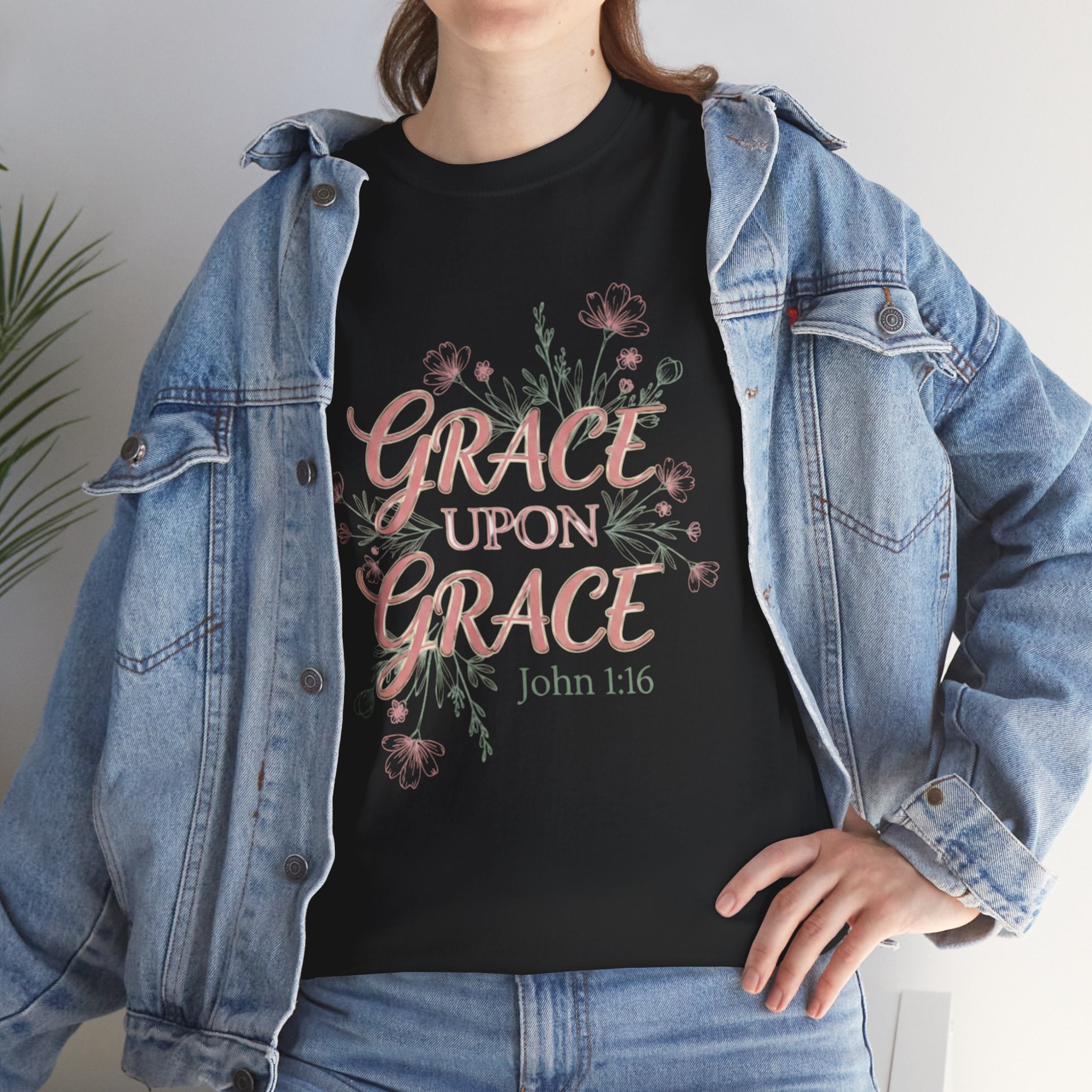 Grace Upon Grace Tee — John 1:16 Floral Christian T-Shirt