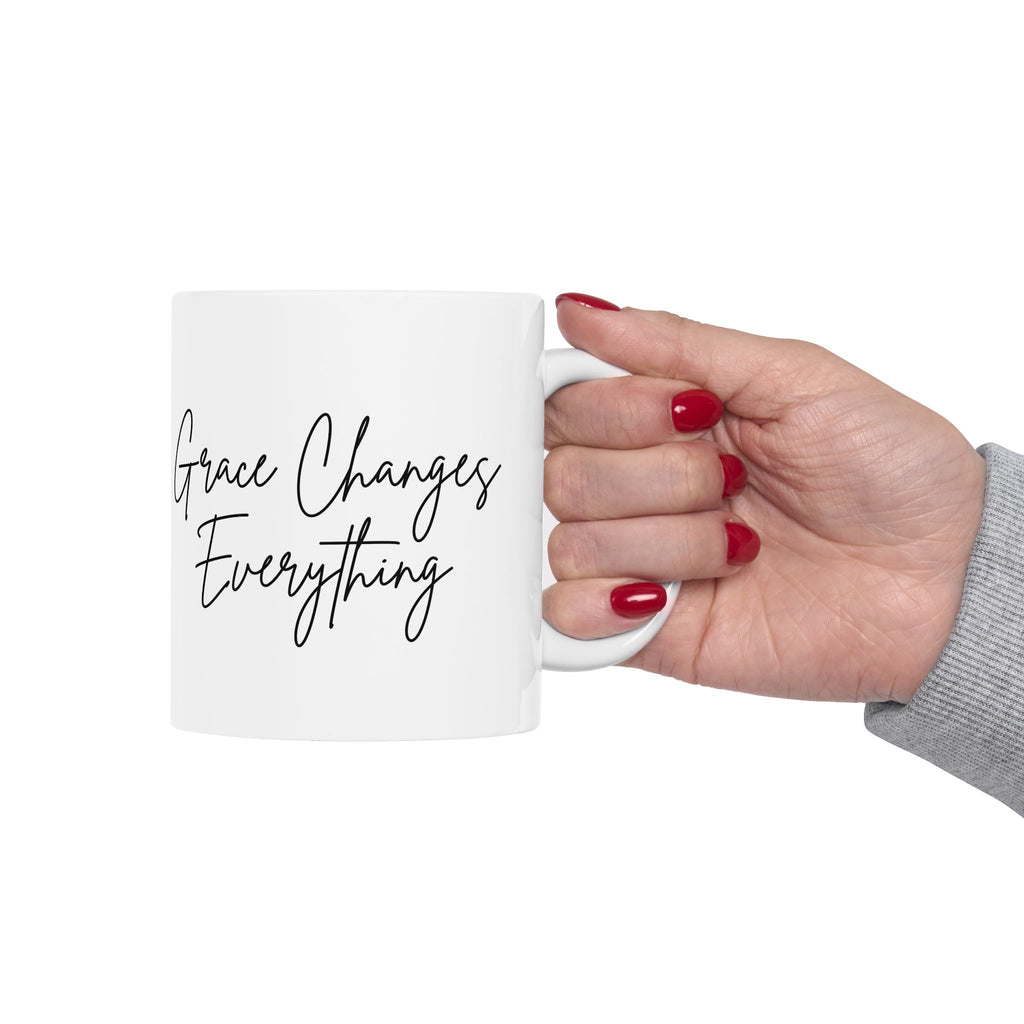 Grace Changes Everything Ceramic Mug — Faith Inspirational Script Coffee Cup (11oz, 15oz)
