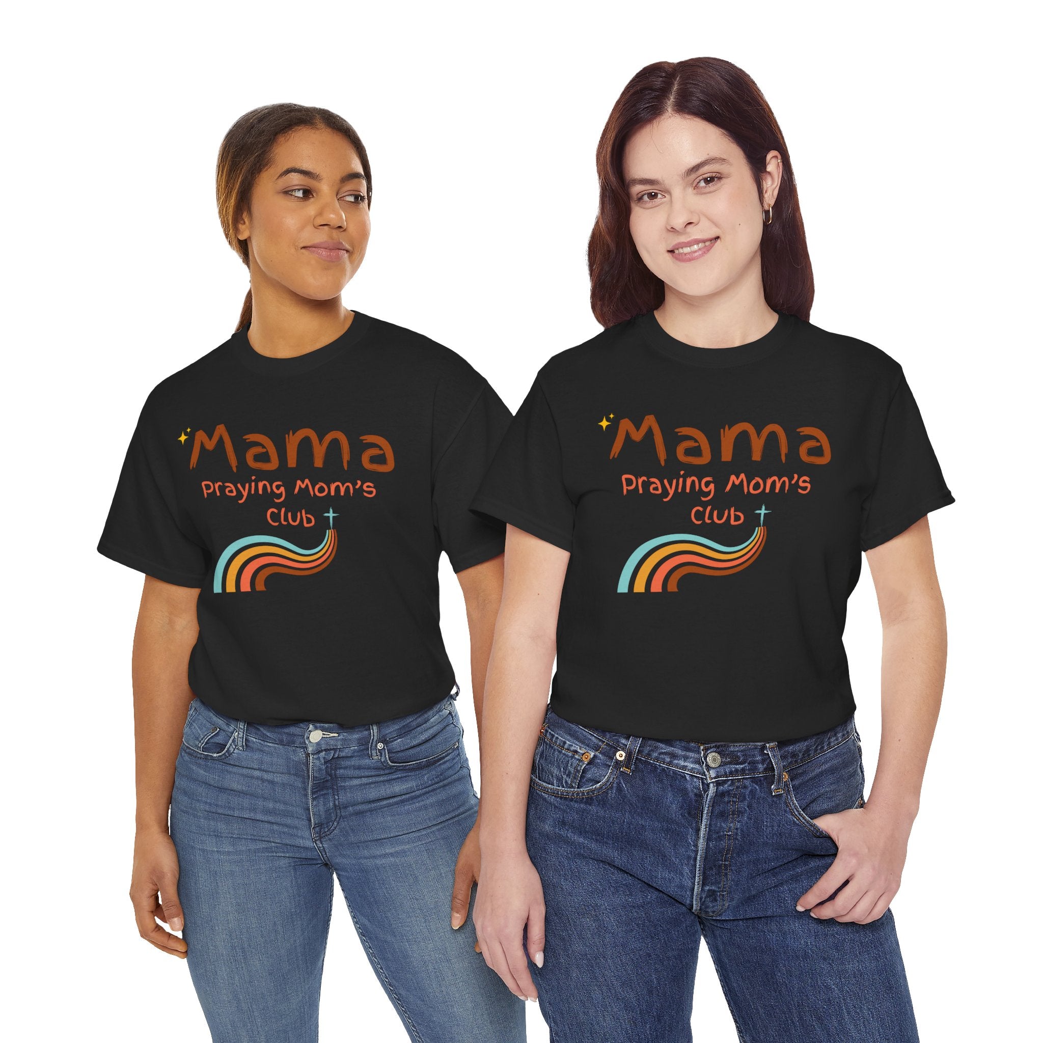 Mama Praying Mom's Club Tee — Inspirational Christian Mama T-Shirt with Rainbow - Mother's Day Gift
