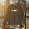 Irish Shamrock Trio Crewneck Sweatshirt – Green White Orange St. Patrick’s Day Pullover Flag Colors