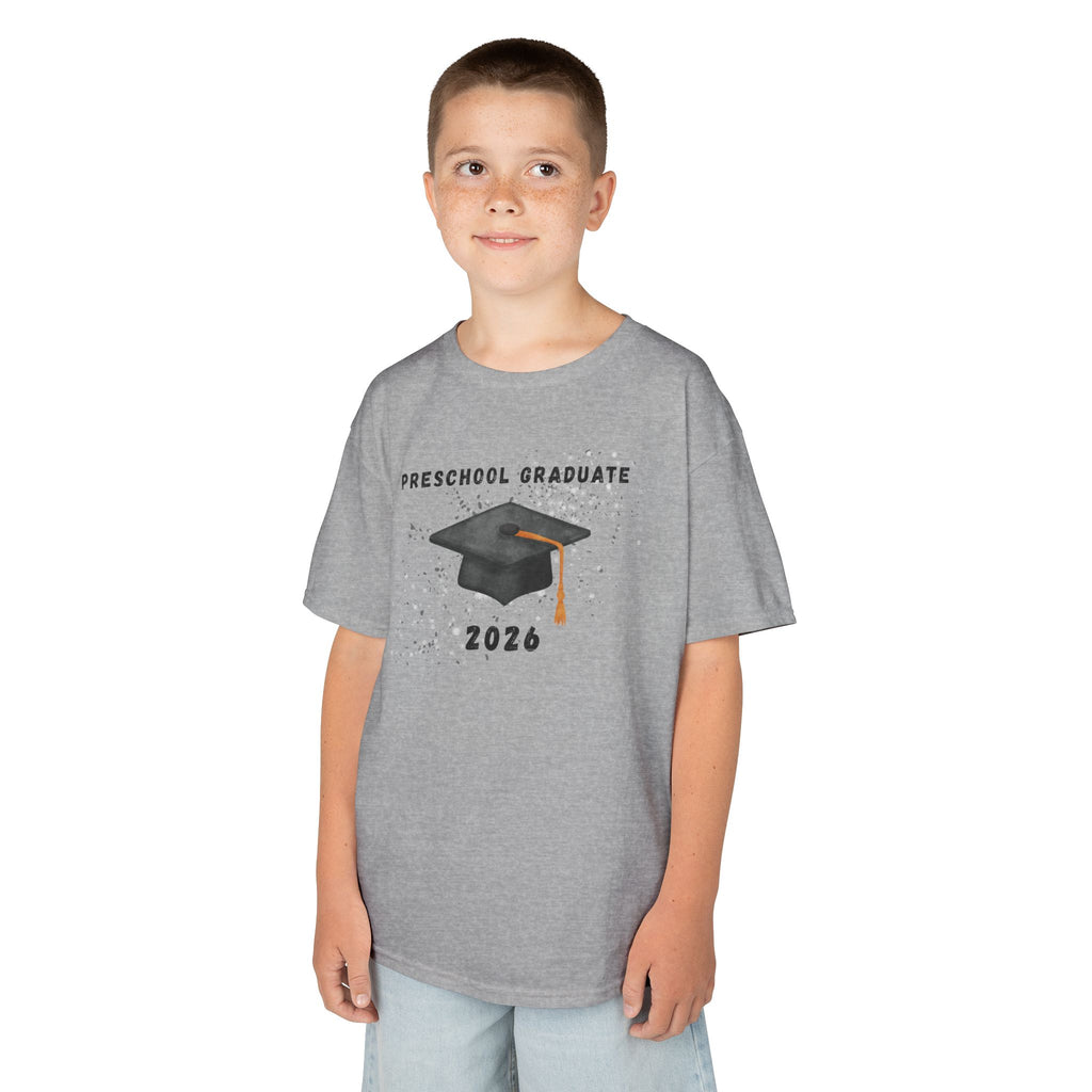 Preschool Graduate 2026 Kids T-Shirt — Graduation Cap Celebration Tee