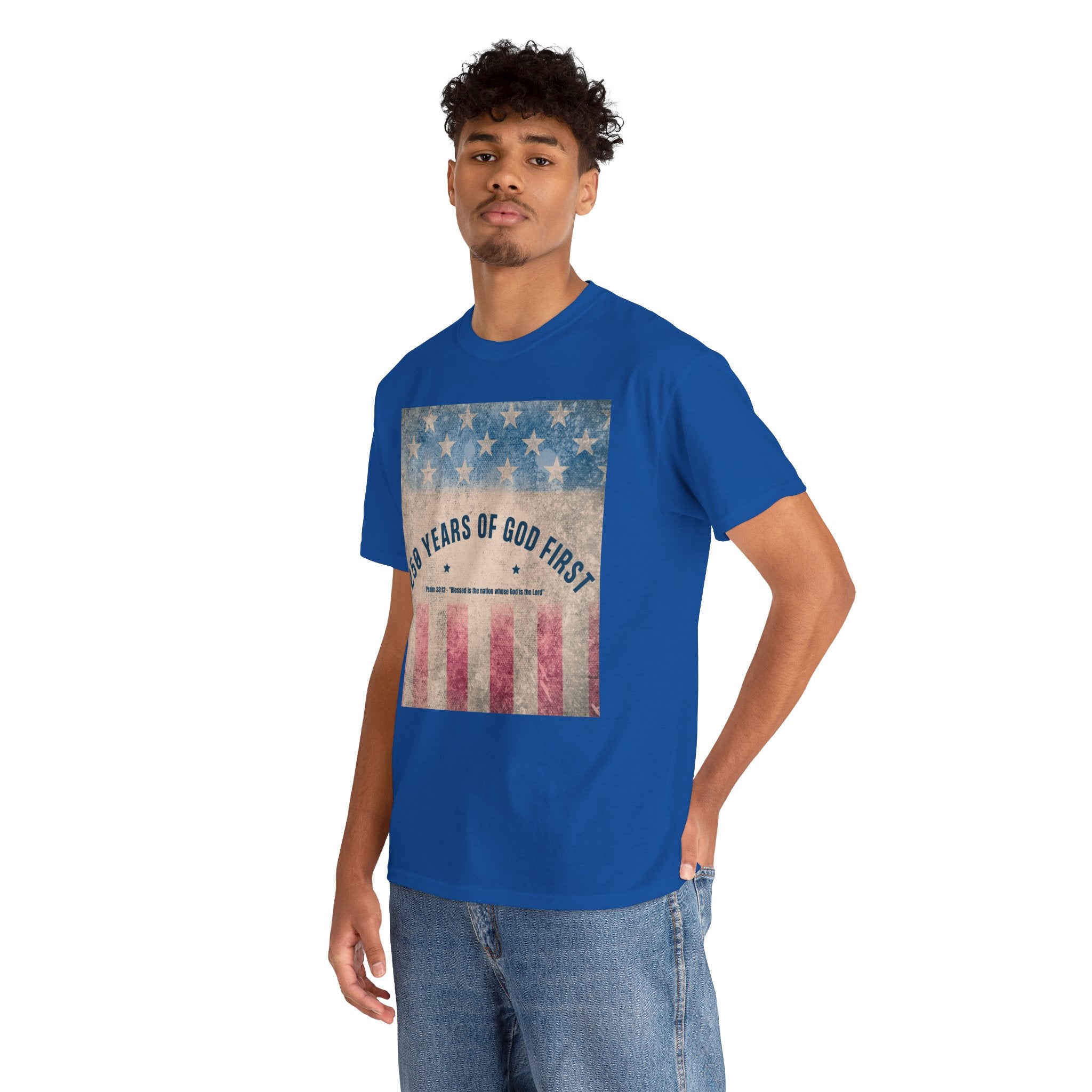 God First 250 Years Vintage American Flag  and Patriotic T-Shirt