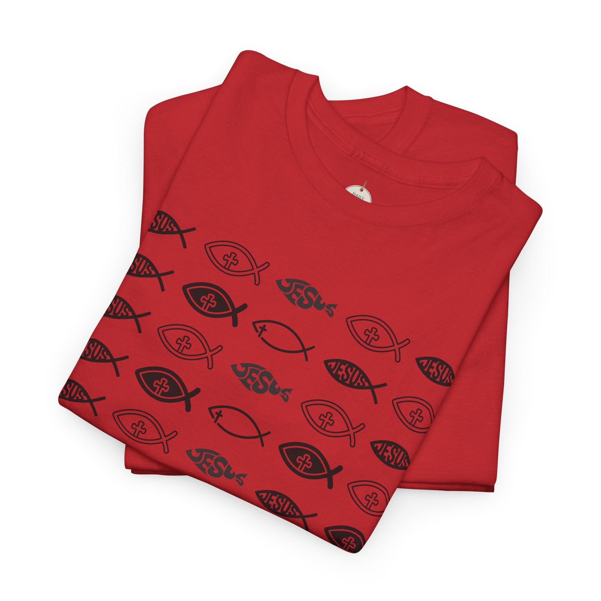 Christian Fish Pattern T‑Shirt — Ichthys Faith Tee - JESUS FISH