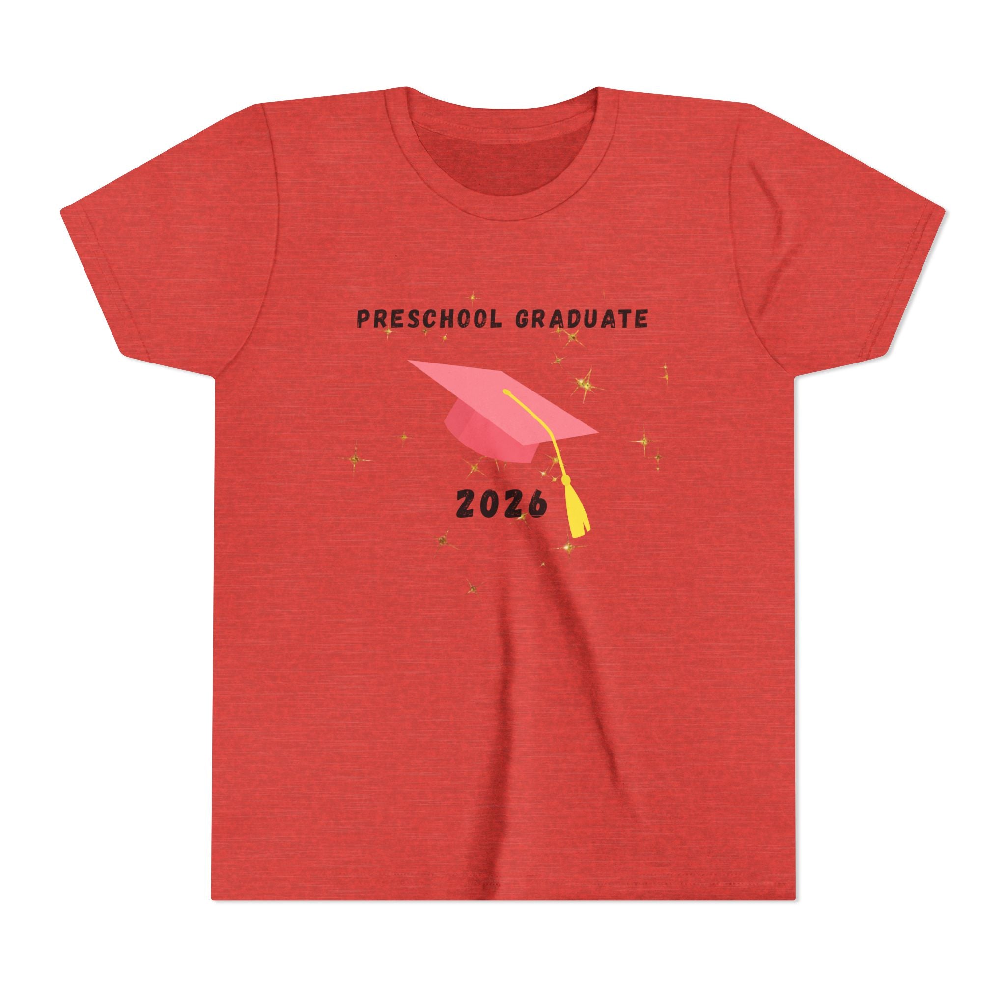 Preschool Graduate 2026 Youth Tee — Pink Graduation Cap Kids Shirt