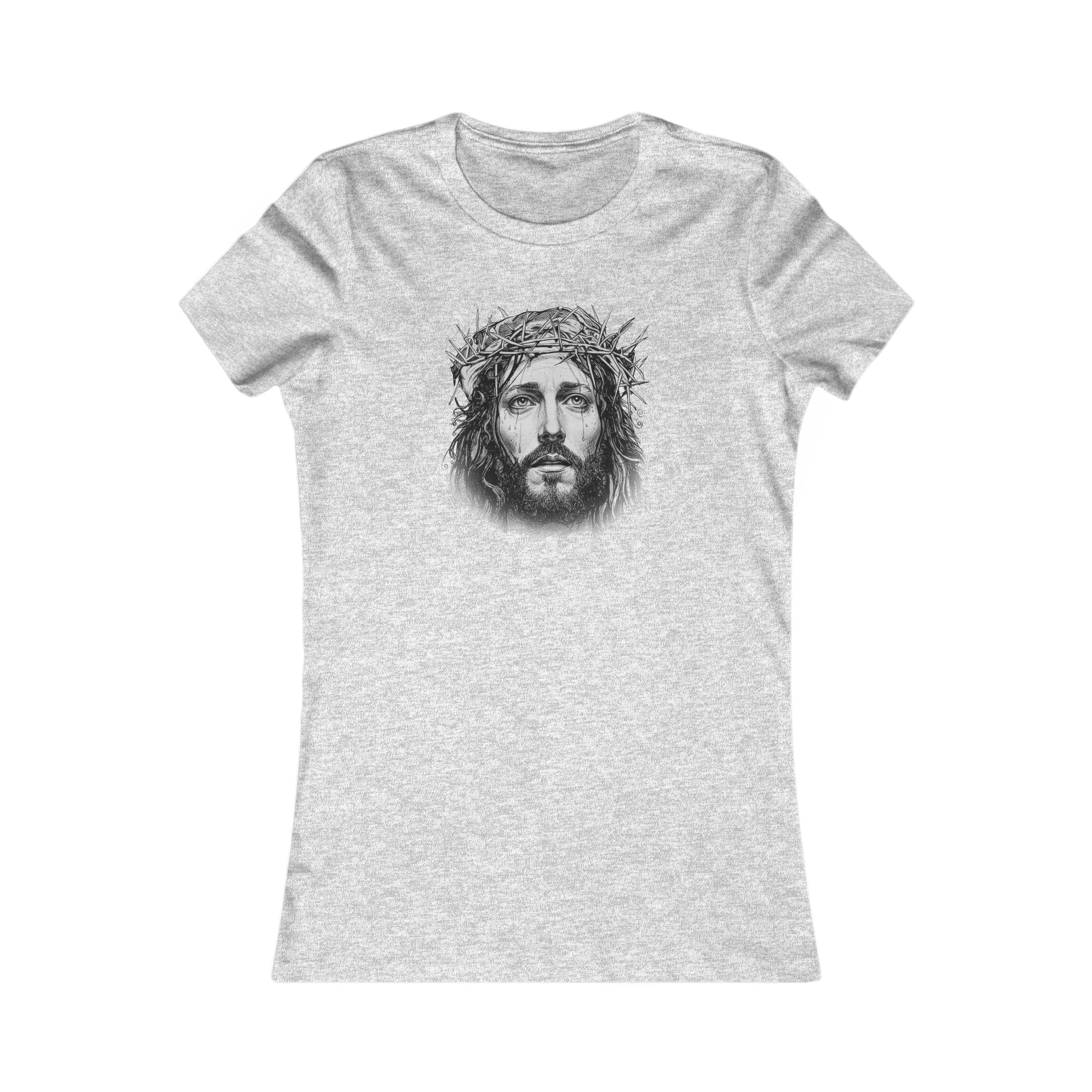 Christian Jesus Portrait Women's Tee - Crown of Thorns Faith T-Shirt