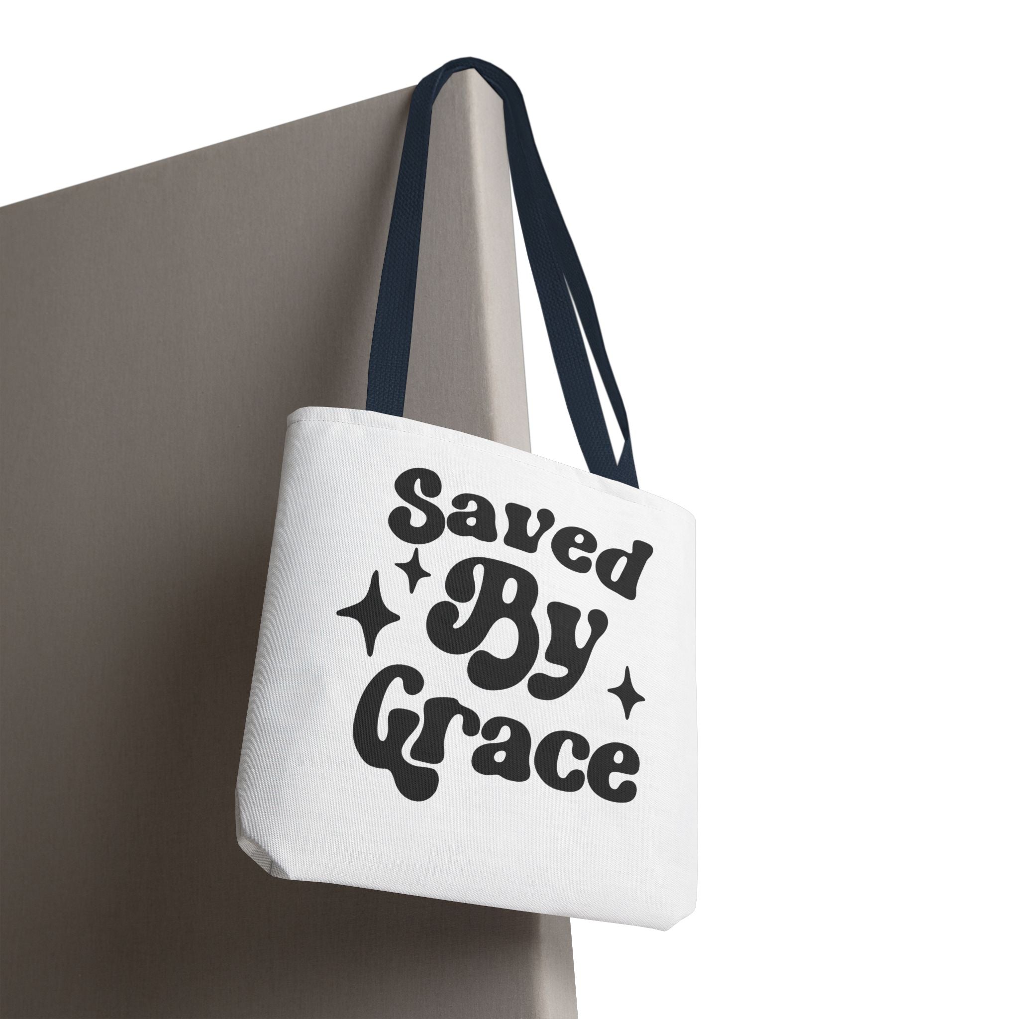 Saved By Grace Tote Bag — Christian Faith Statement Canvas Tote