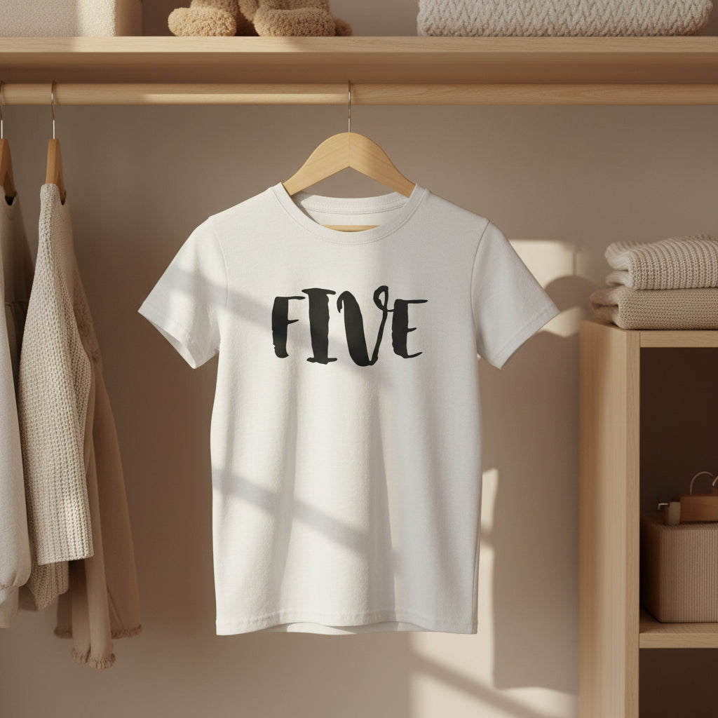 Kids "FIVE" Birthday T‑Shirt — Age 5 Party Tee