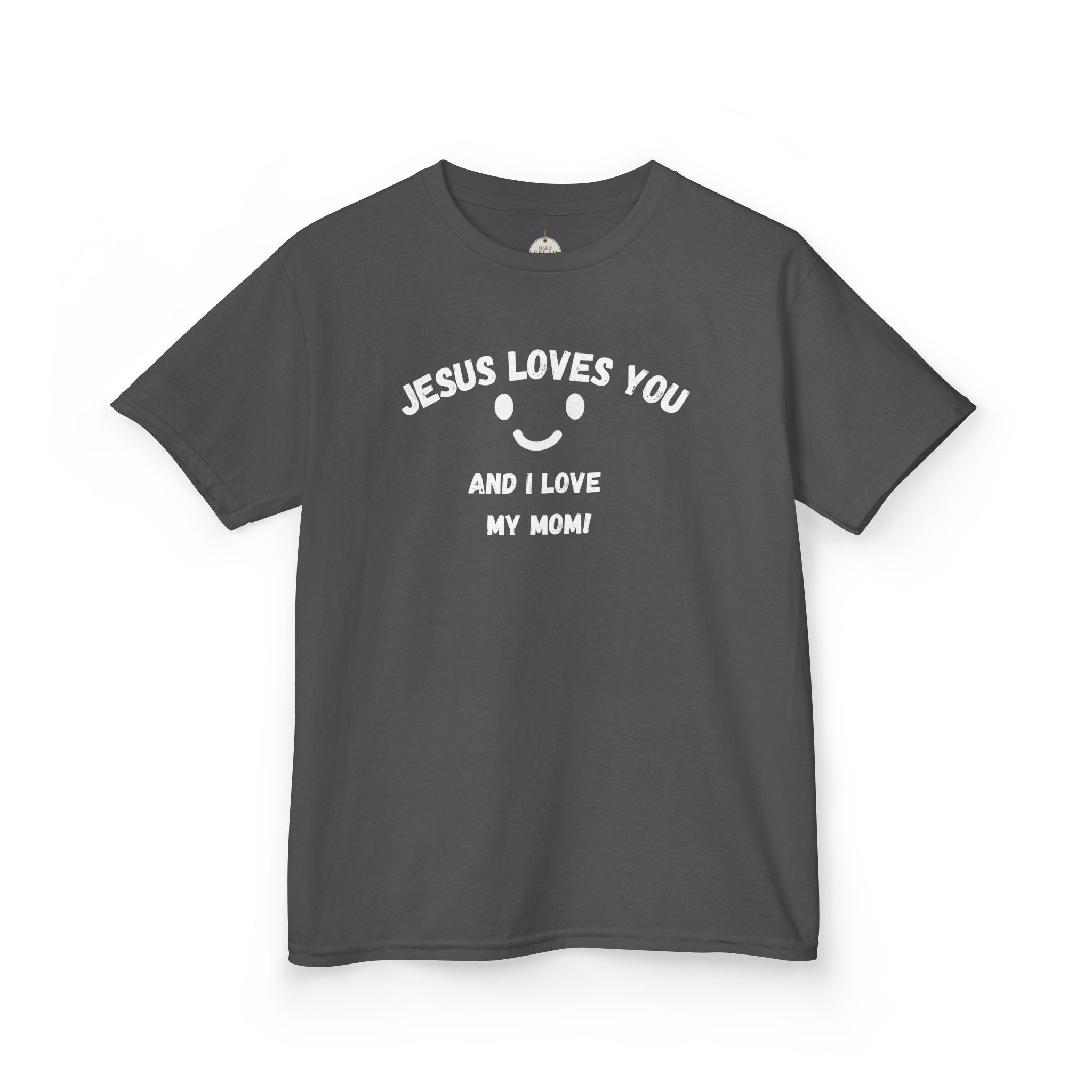 Kids T-Shirt — "Jesus Loves You" Smiley Flower Christian Tee