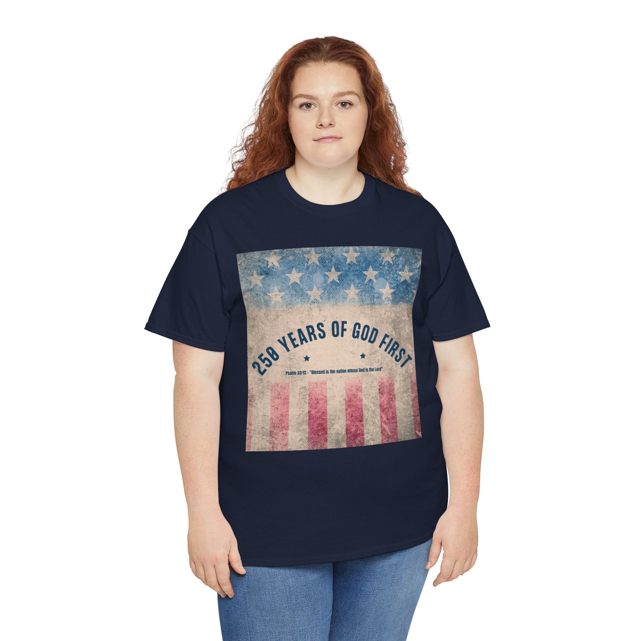 God First 250 Years Vintage American Flag  and Patriotic T-Shirt