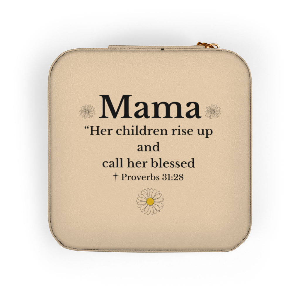 Travel Jewelry Case — "Mama" Floral Compact Organizer (Bible Verse Gift)