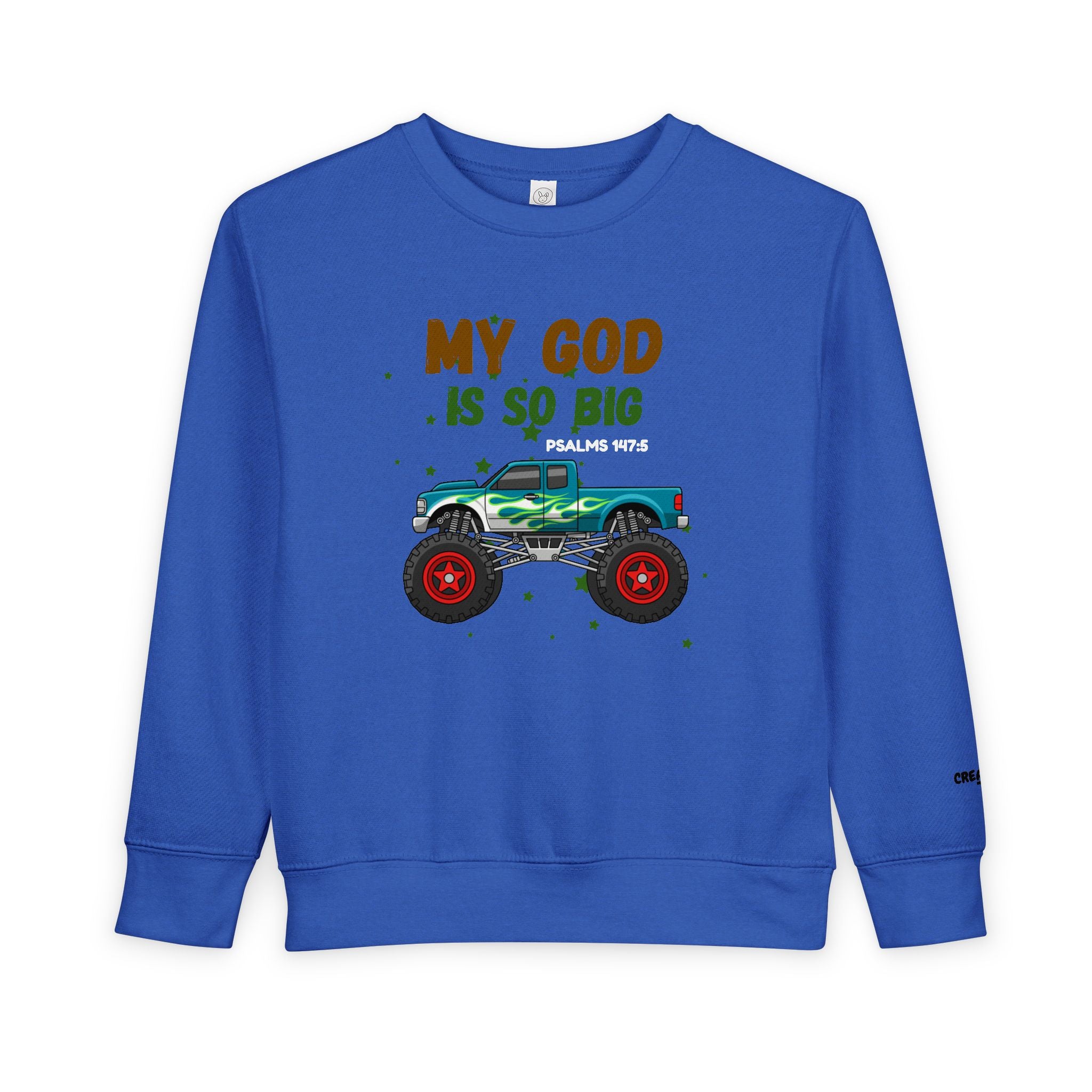 Toddler Sweatshirt — "My God Is So Big" Monster Truck Christian Kids Crewneck
