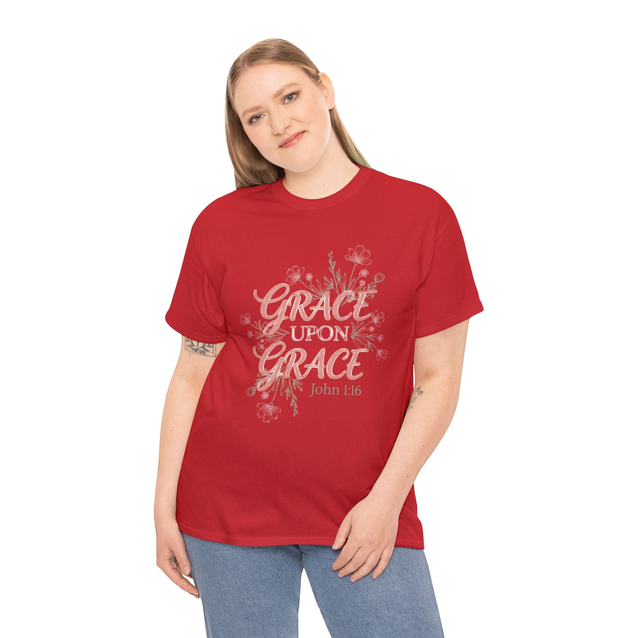 Grace Upon Grace Tee — John 1:16 Floral Christian T-Shirt
