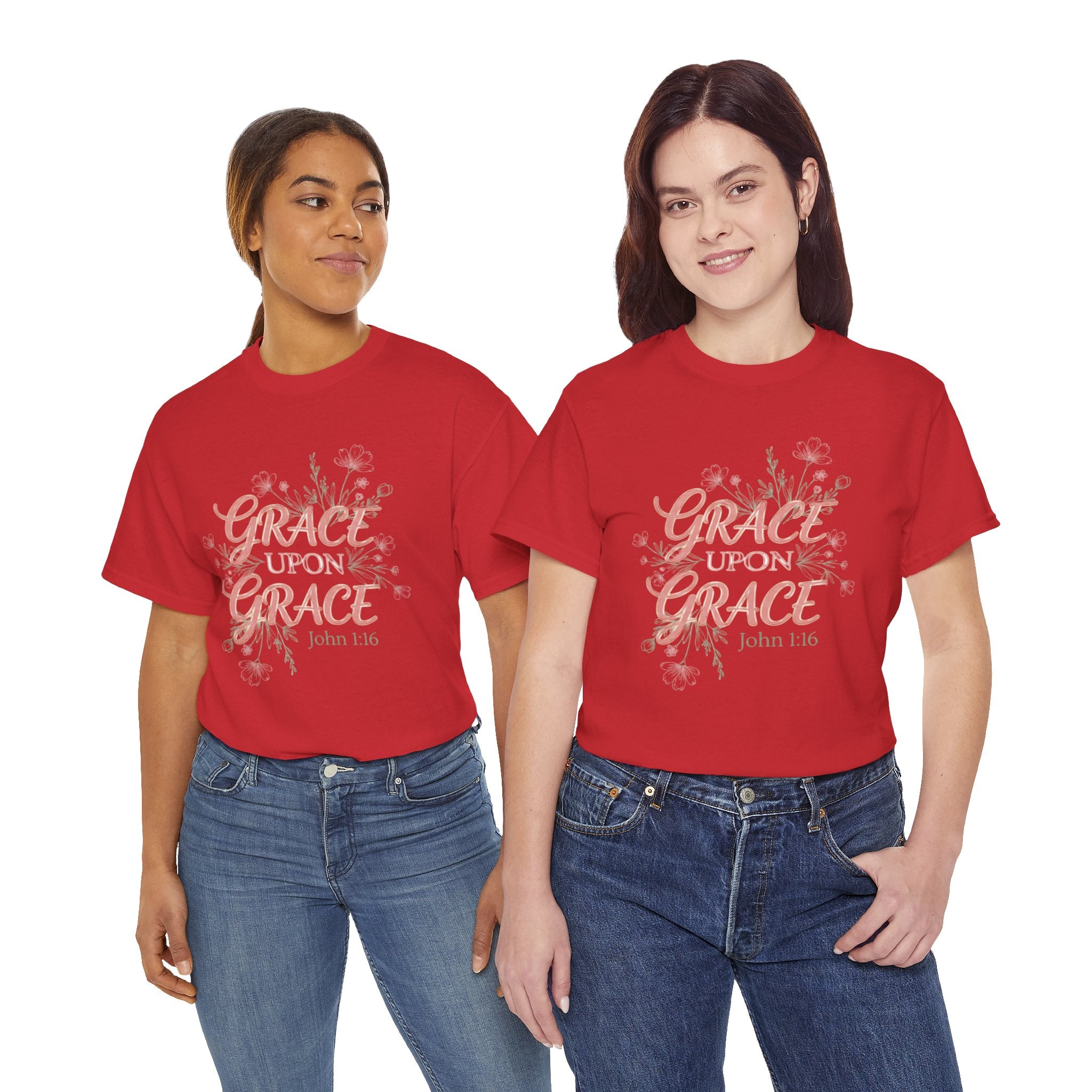 Grace Upon Grace Tee — John 1:16 Floral Christian T-Shirt