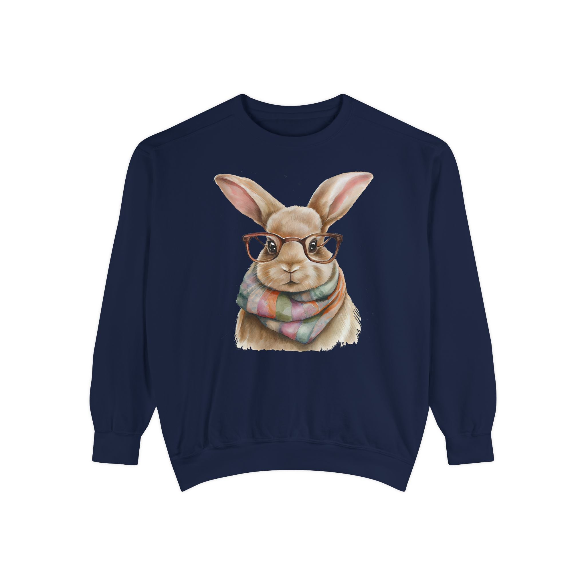 Library Book Bunny in Scarf Sweatshirt (Comfort Colors)