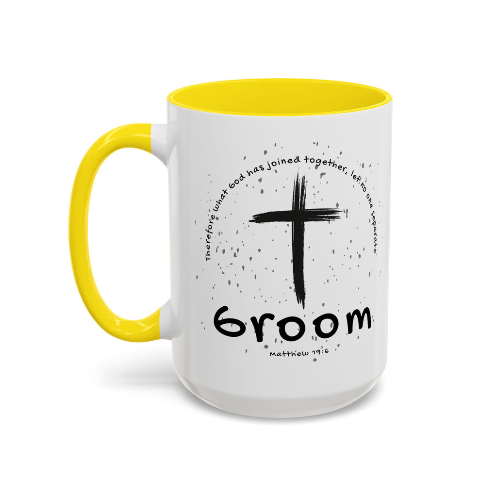 Groom Faith Coffee Mug – Cross & Matthew 19:6 Wedding Gift