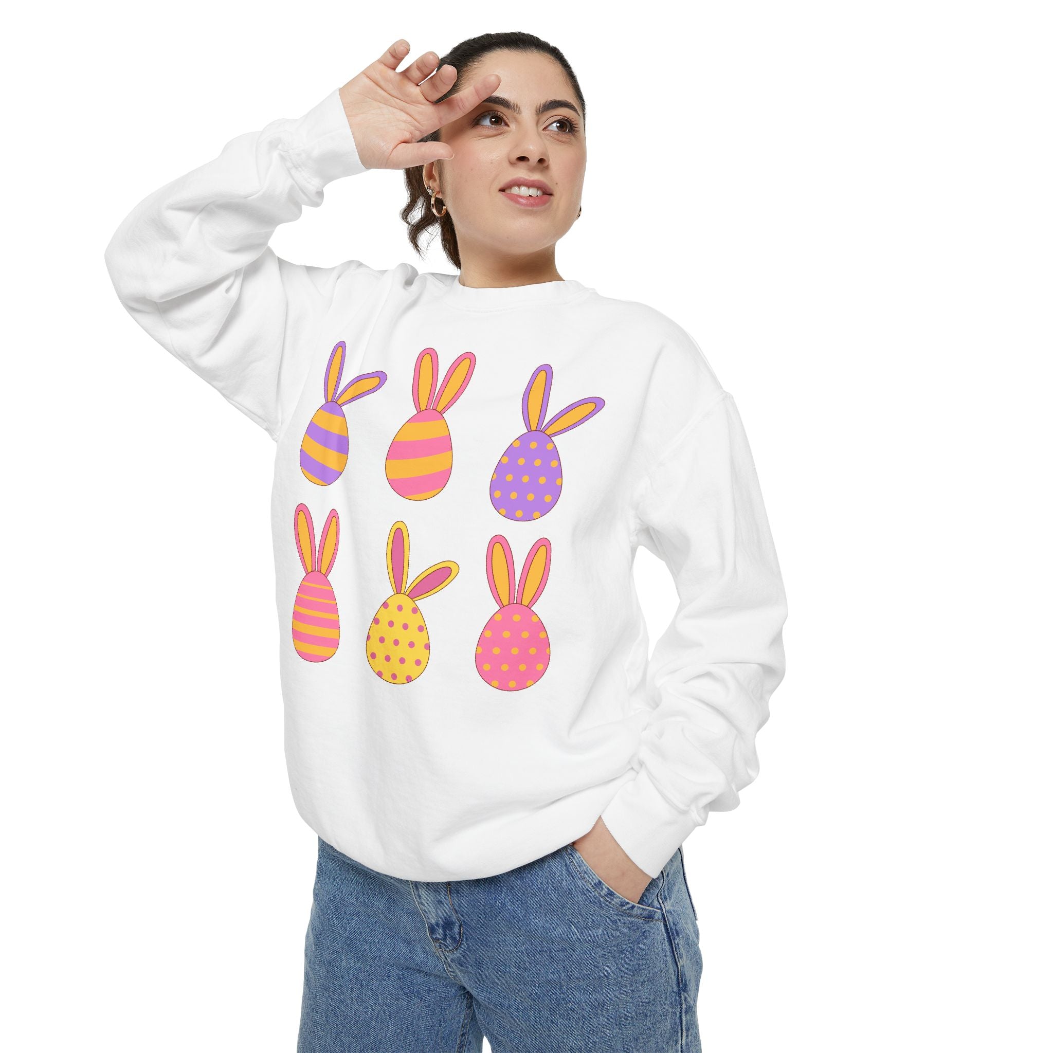 Easter Bunny Egg Sweatshirt — Pastel Bunny-Egg Graphic Pullover