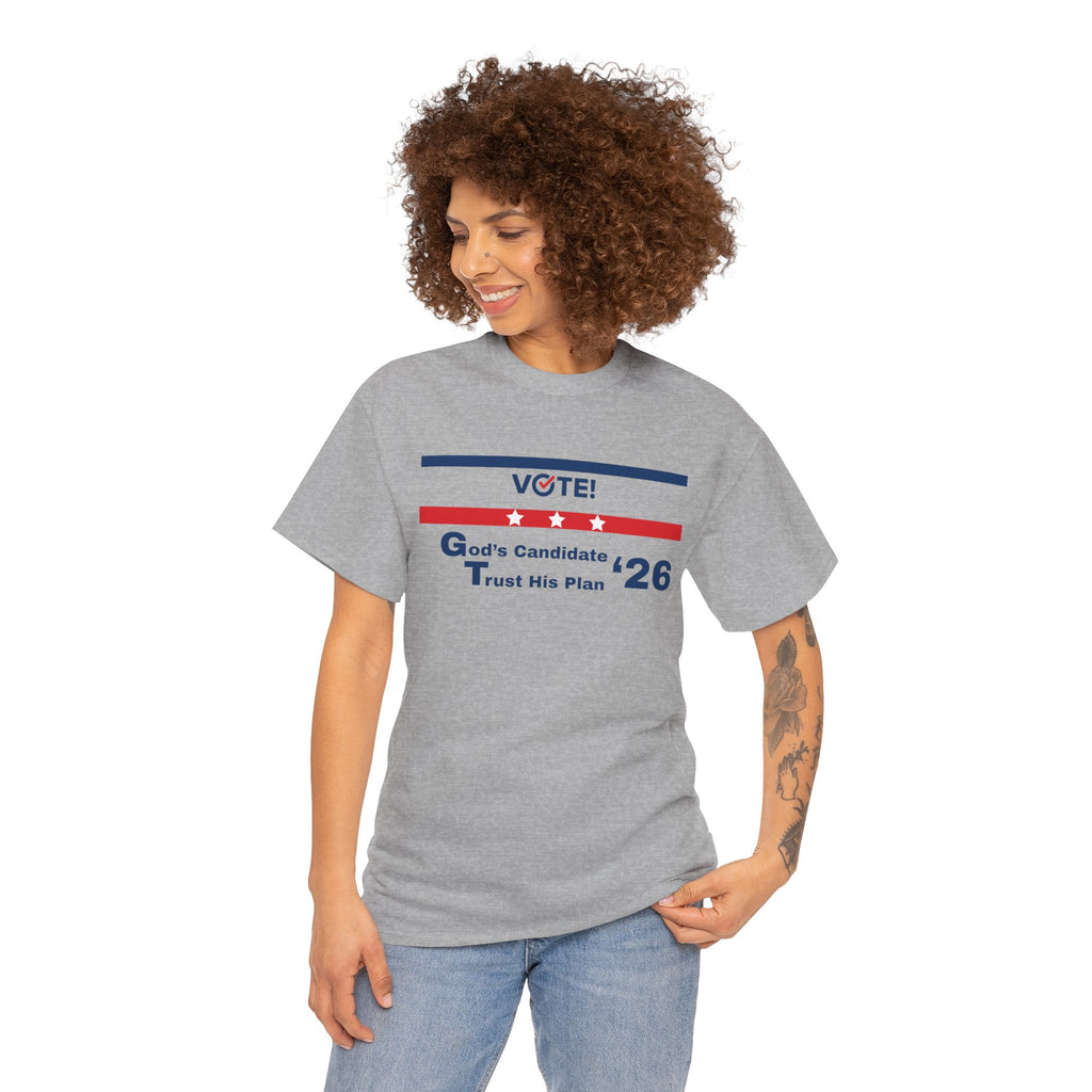 Political Vote '26 T‑Shirt — "God's Candidate Trust His Plan" Patriotic Tee