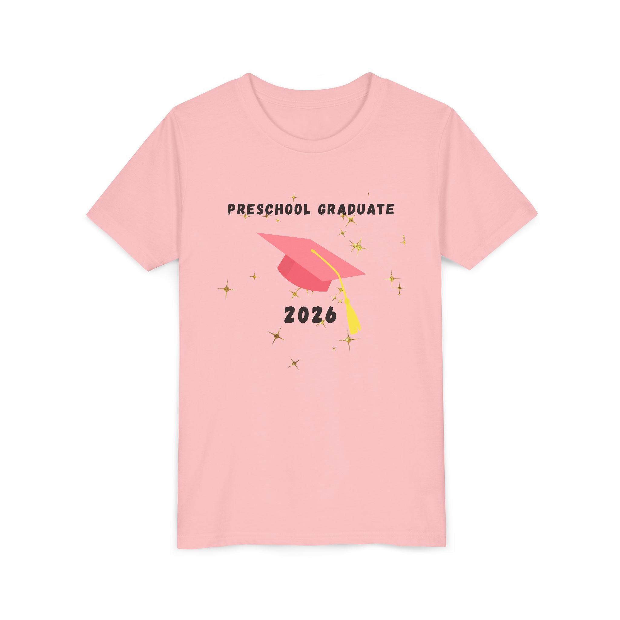 Preschool Graduate 2026 Youth Tee — Pink Graduation Cap Kids Shirt