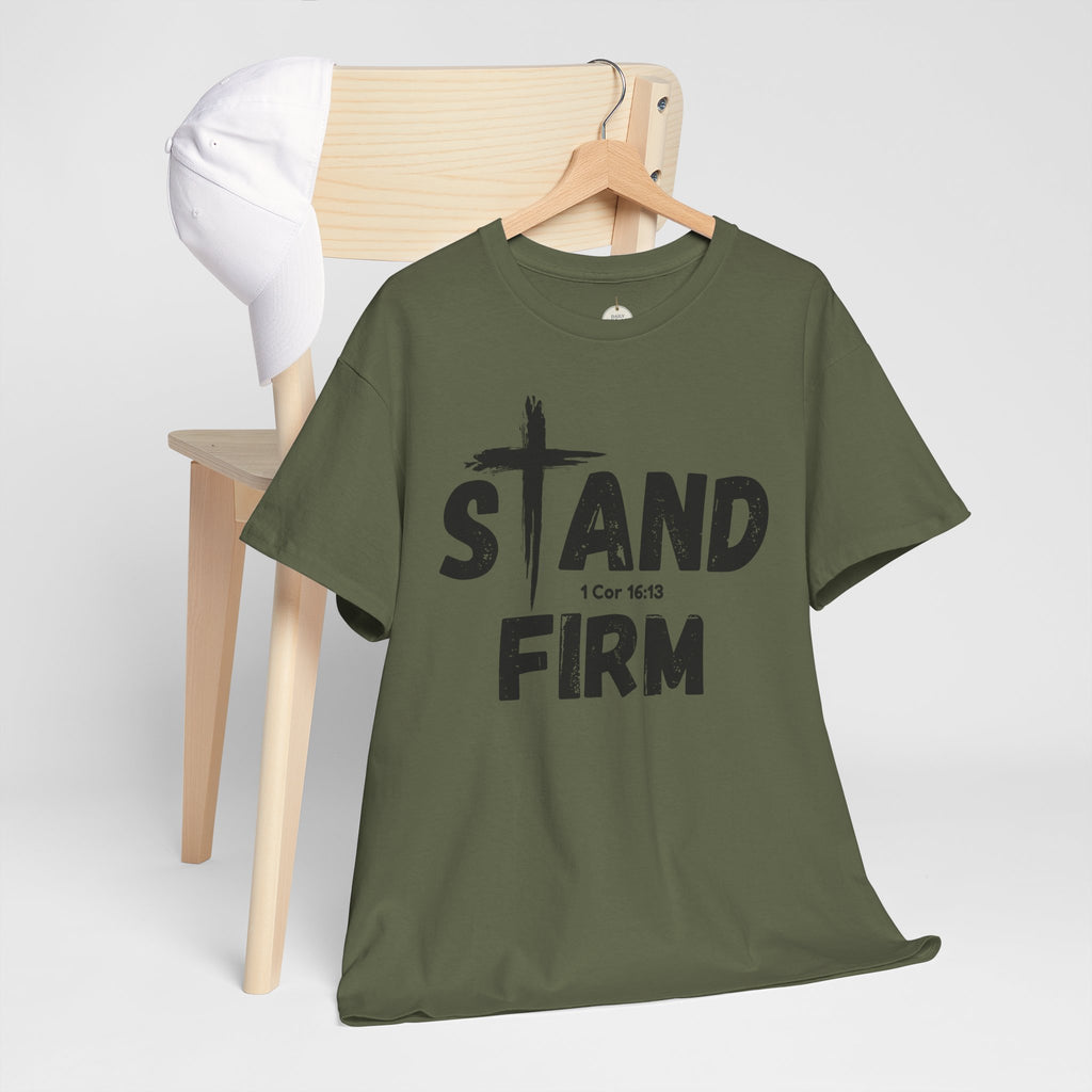 Stand Firm T-Shirt — Christian Faith Tee with Cross & 1 Cor 16:13 Inspirational Design
