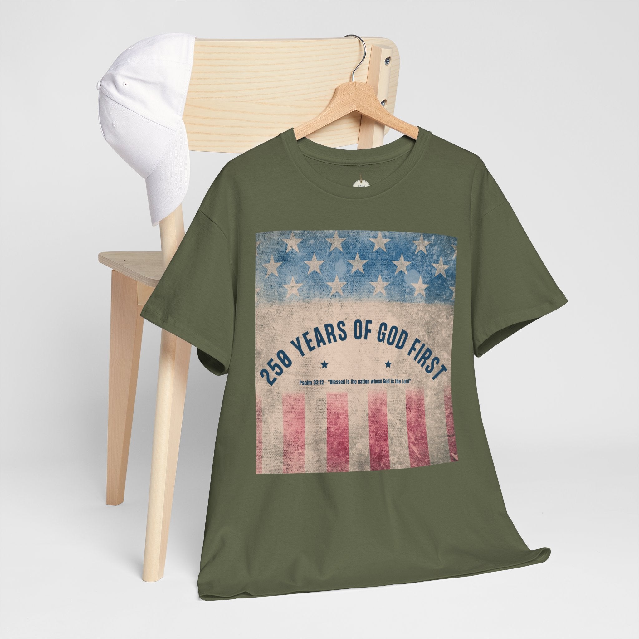 God First 250 Years Vintage American Flag  and Patriotic T-Shirt