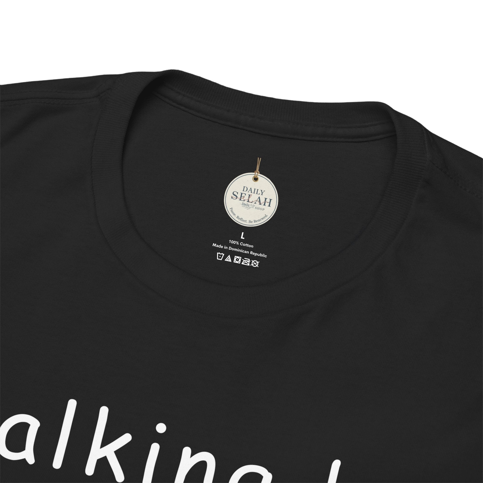Faith Quote T-Shirt — "walking by faith, tripping constantly" Christian Tee