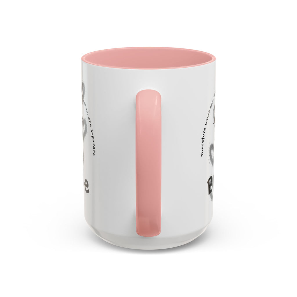 Bride Coffee Mug — Christian Cross & Hearts Accent Mug (Matthew 19:6)