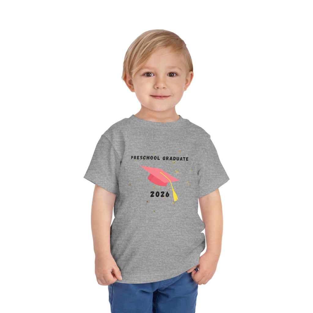 Preschool Graduate 2026 Toddler Tee — Pink Graduation Cap Shirt