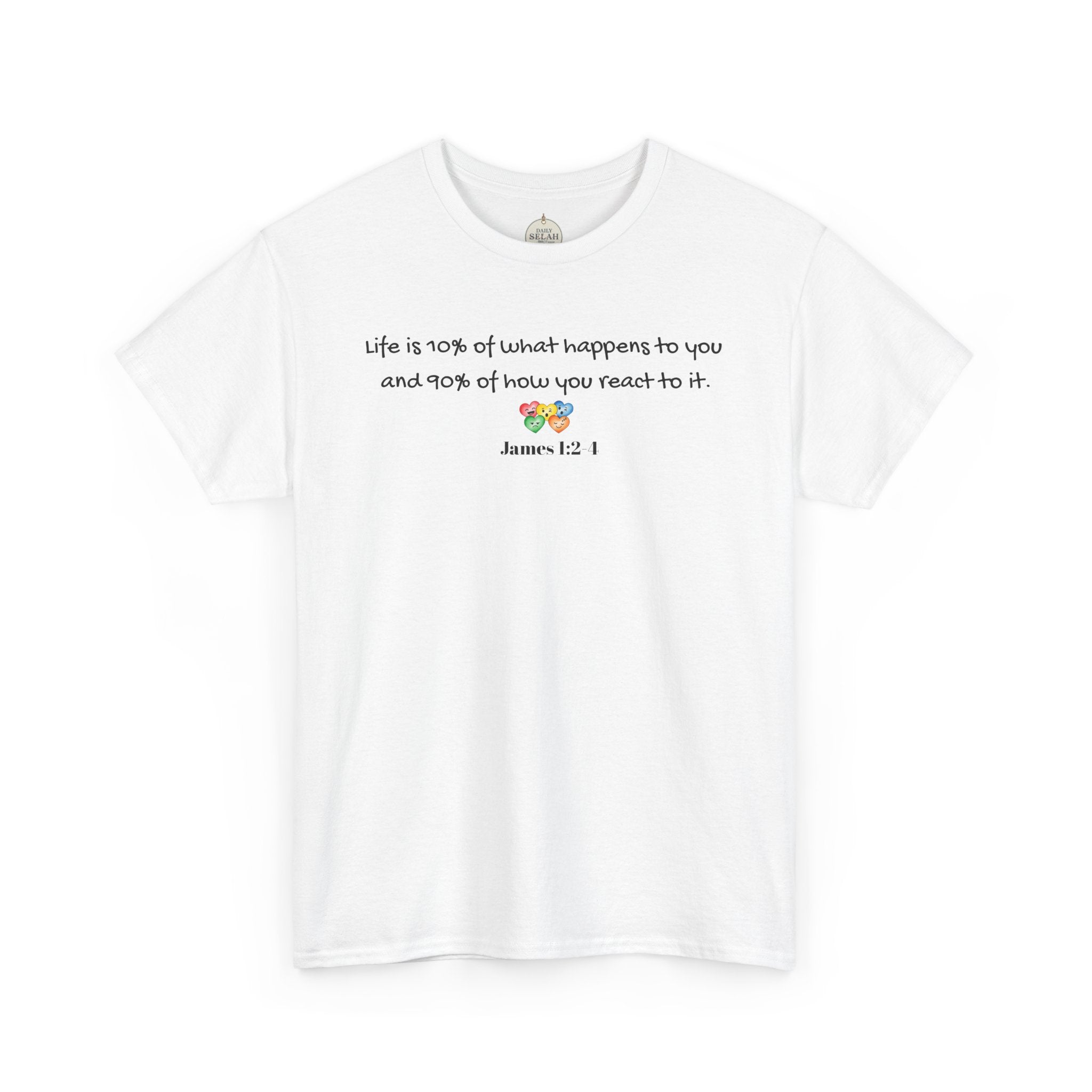Bible Verse T‑Shirt – "Life is 10% of what happens to you" James 1:2-1 Inspirational Tee