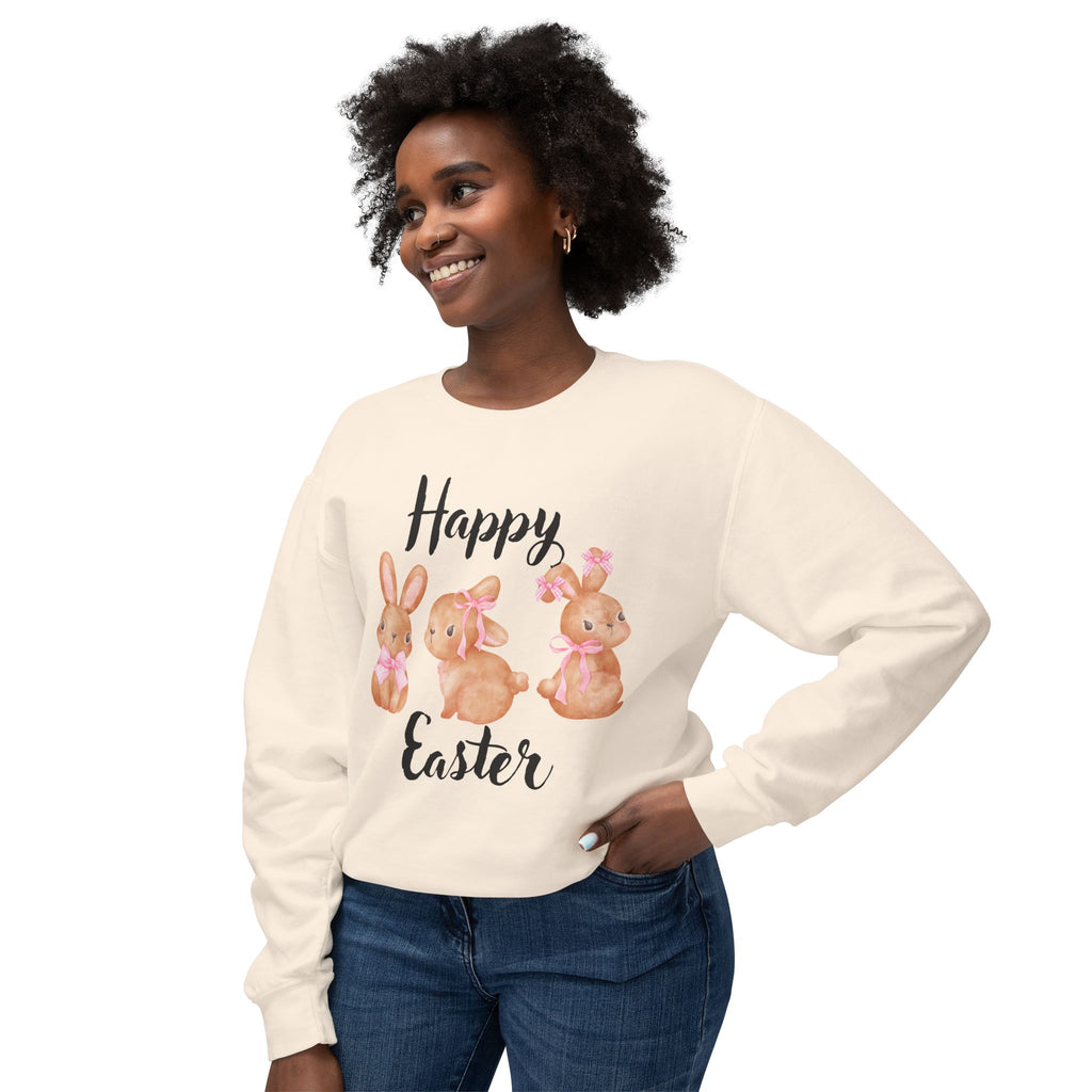 Comfort Colors - Easter Bunny Crewneck Sweatshirt – "Happy Easter" Pastel Bunny Design