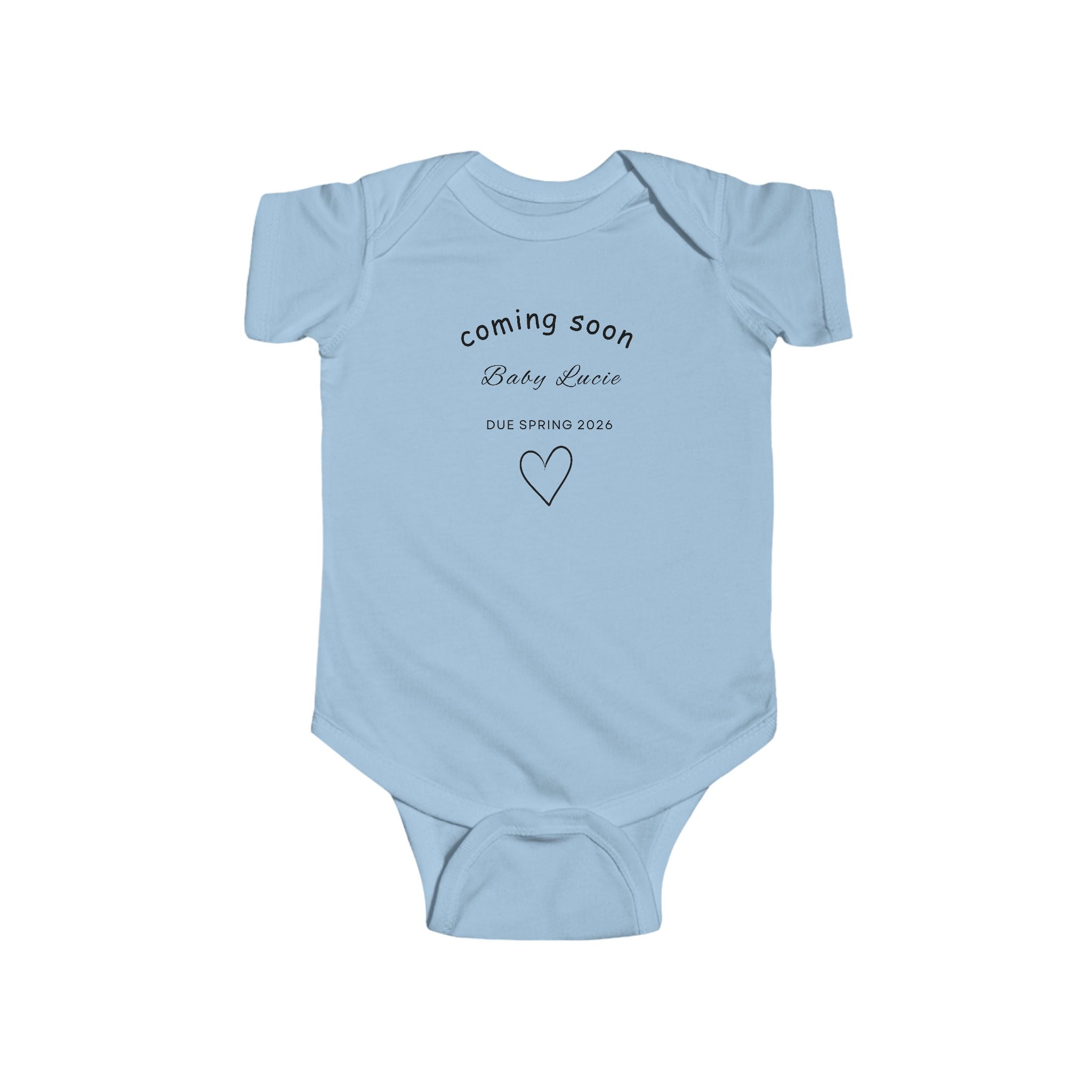 Coming Soon Baby Announcement Bodysuit — 'Coming Soon' Heart, Truck, Flower Newborn Onesie