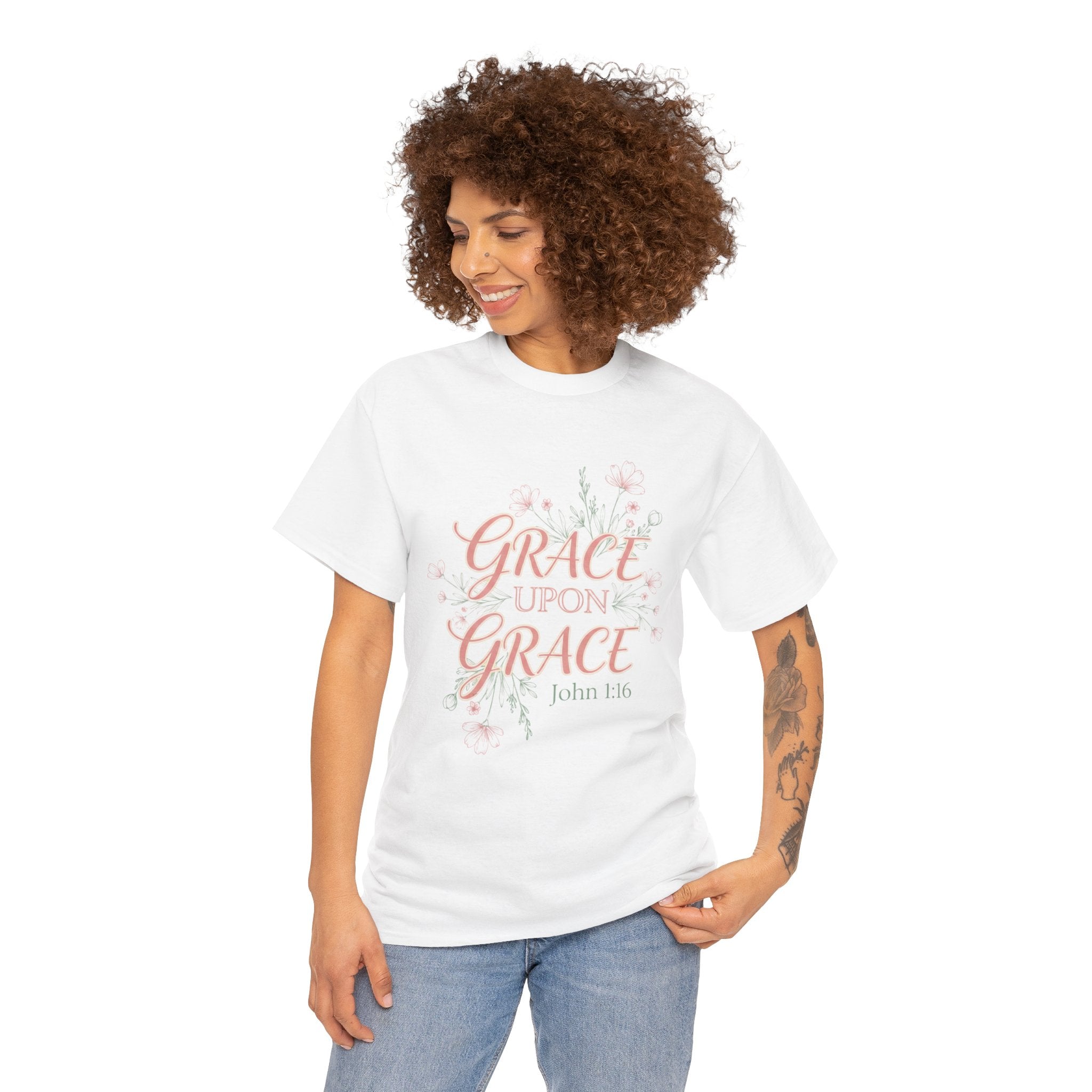 Grace Upon Grace Tee — John 1:16 Floral Christian T-Shirt
