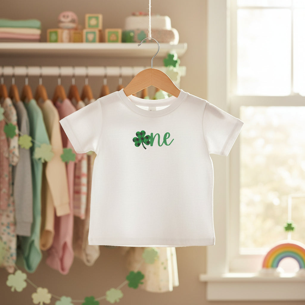 Infant Tee — Green Shamrock “One” First Birthday St. Patrick’s Day Shirt