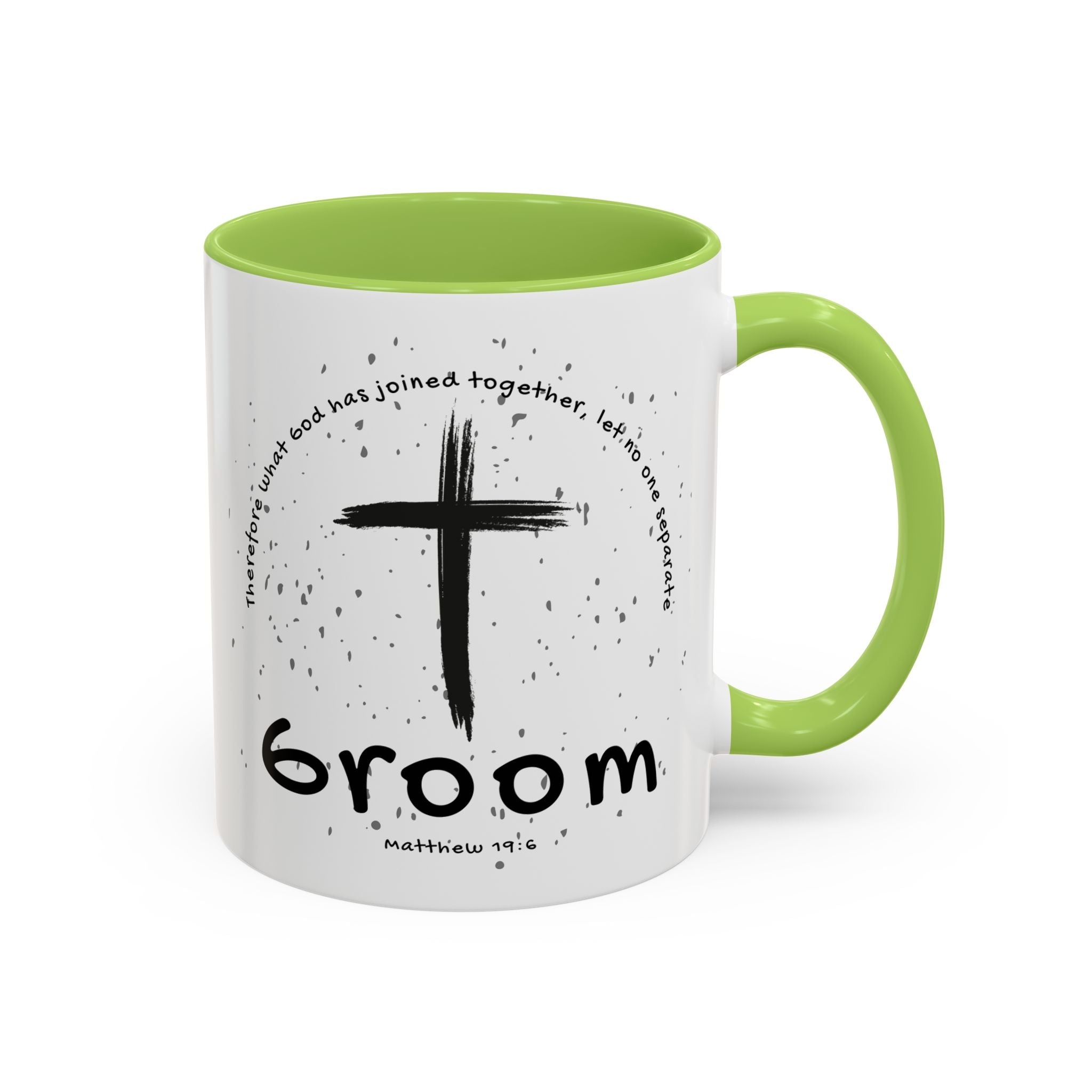 Groom Faith Coffee Mug – Cross & Matthew 19:6 Wedding Gift
