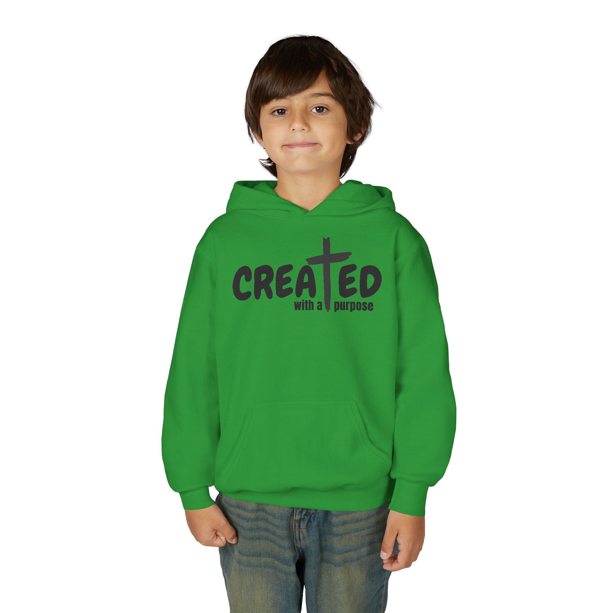 ‘Created With A Purpose’ Youth Hoodie — Christian Faith Kid’s Pullover