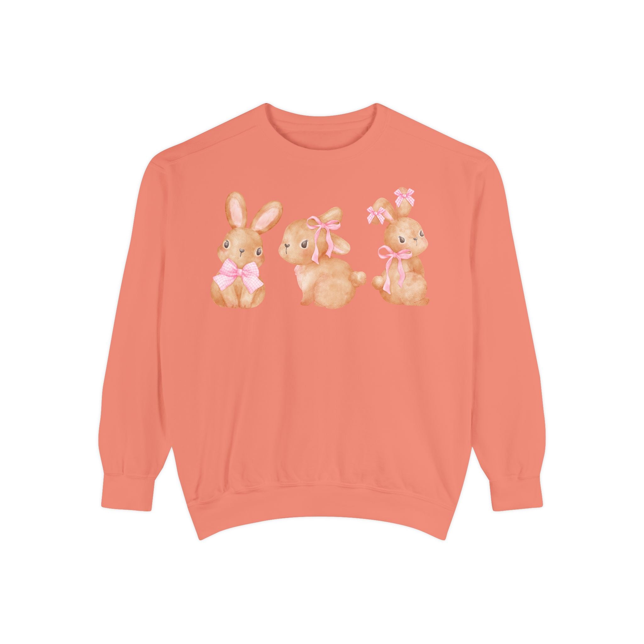 Comfort Colors - Easter Bunny Trio Sweatshirt — Cute Pastel Rabbit Graphic Pullover