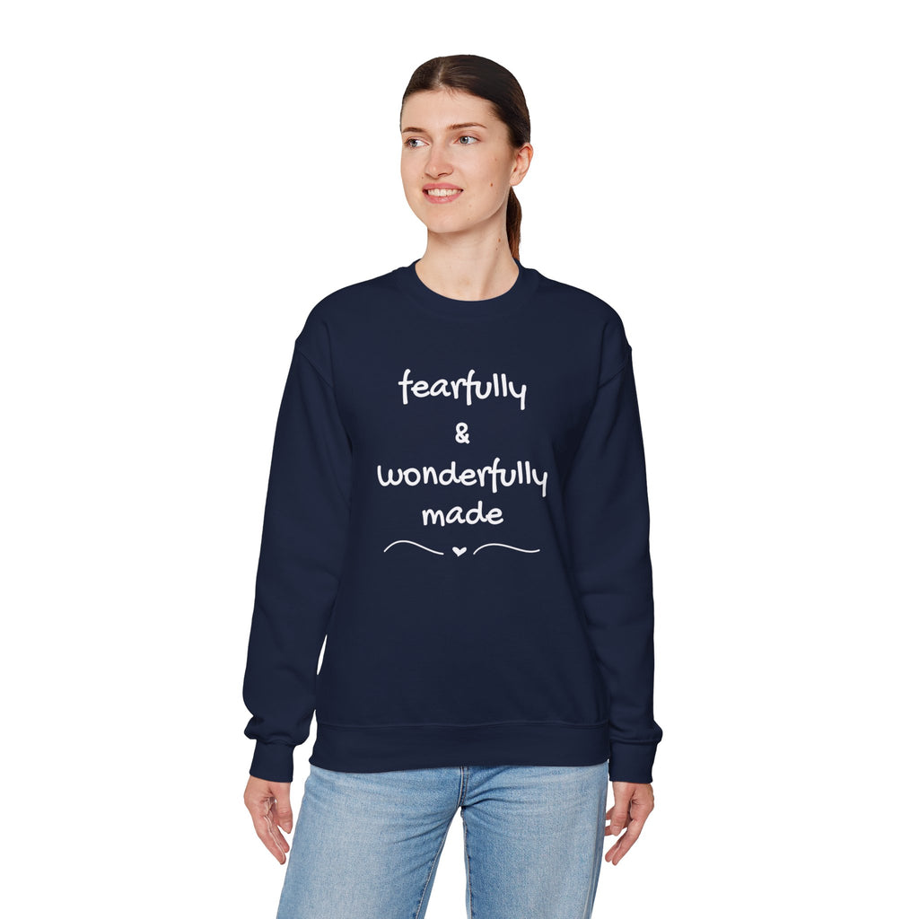 Faith-Based Crewneck Sweatshirt — "Fearfully & Wonderfully Made" Inspirational Pullover
