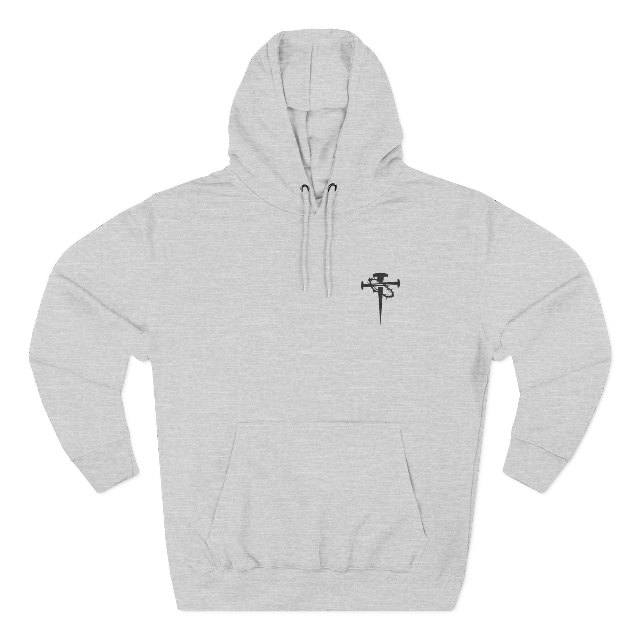 Embroidered Cross & Dagger with Thorn of Crowns — Minimal Christian Chest Graphic Logo Fleece Pullover