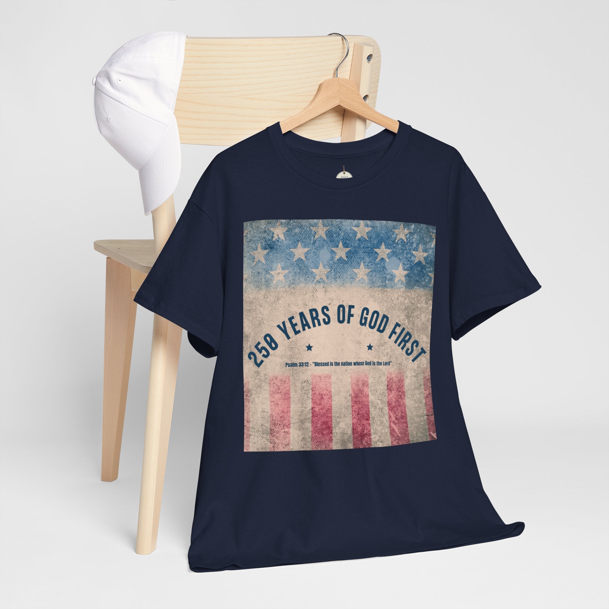 God First 250 Years Vintage American Flag  and Patriotic T-Shirt